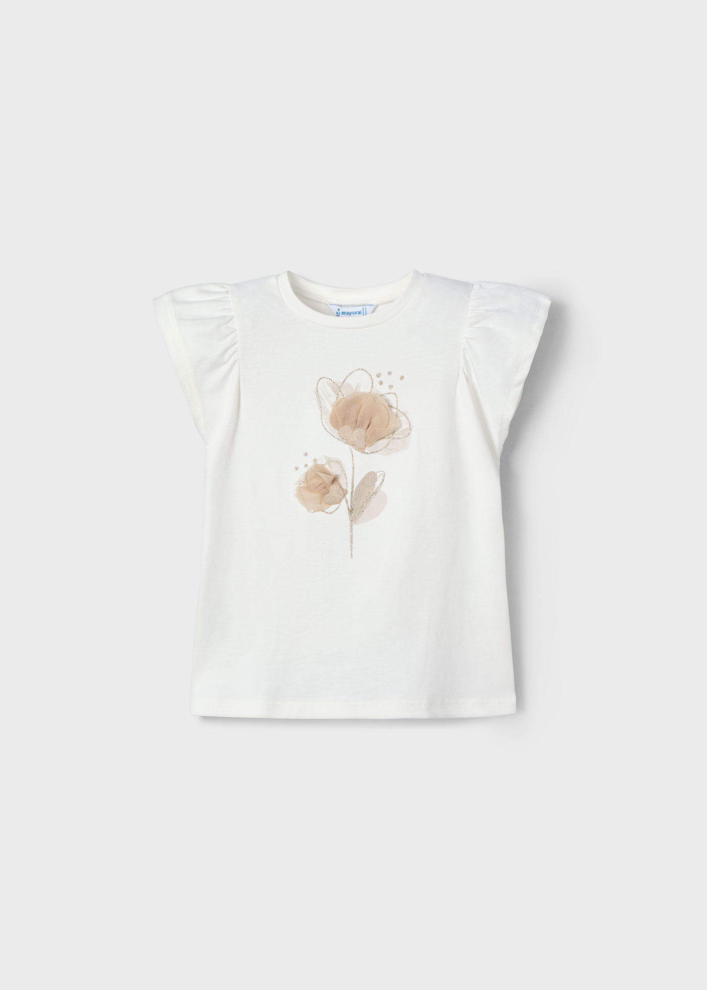 Camiseta flor relieve niña