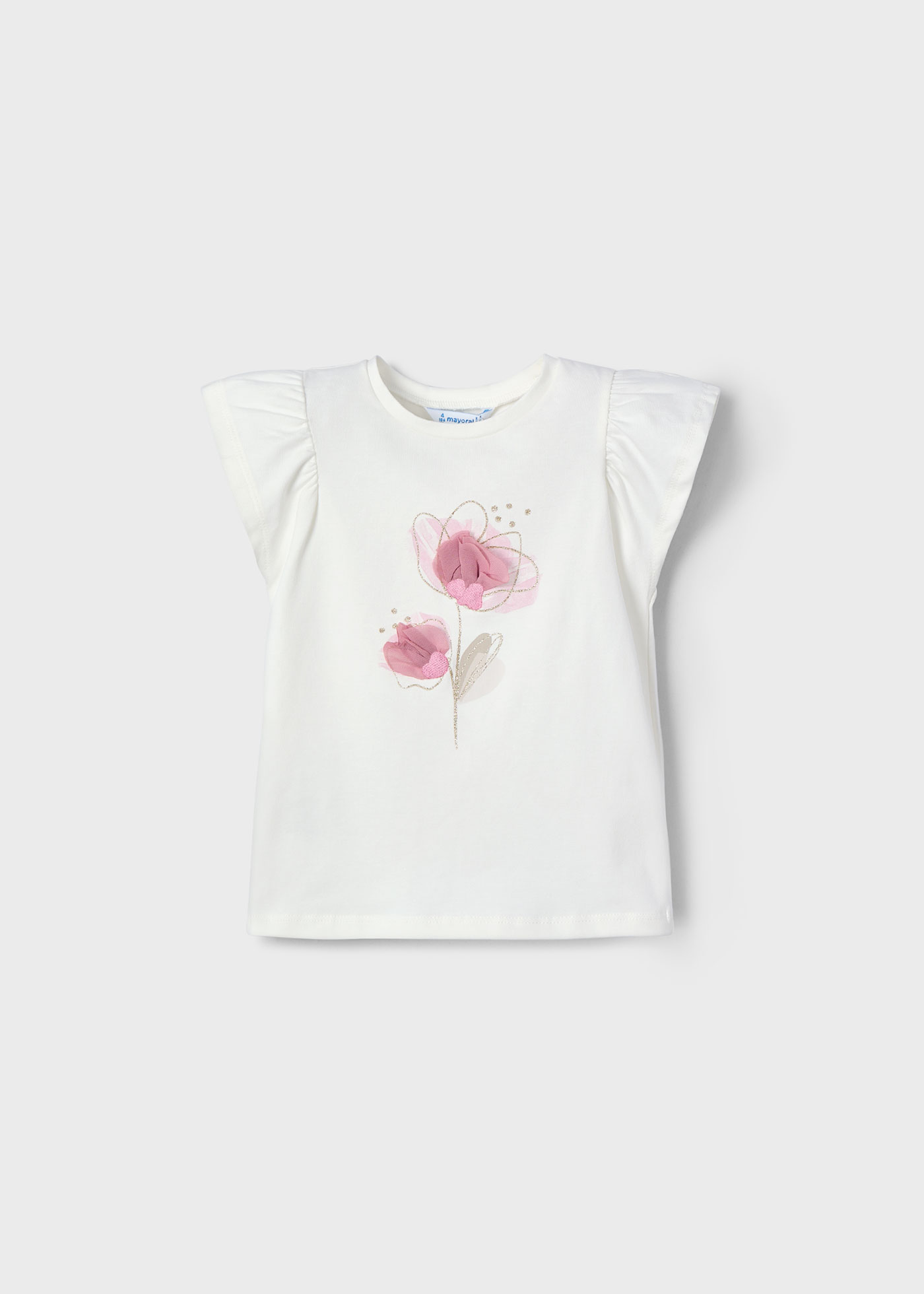 Camiseta flor relieve niña