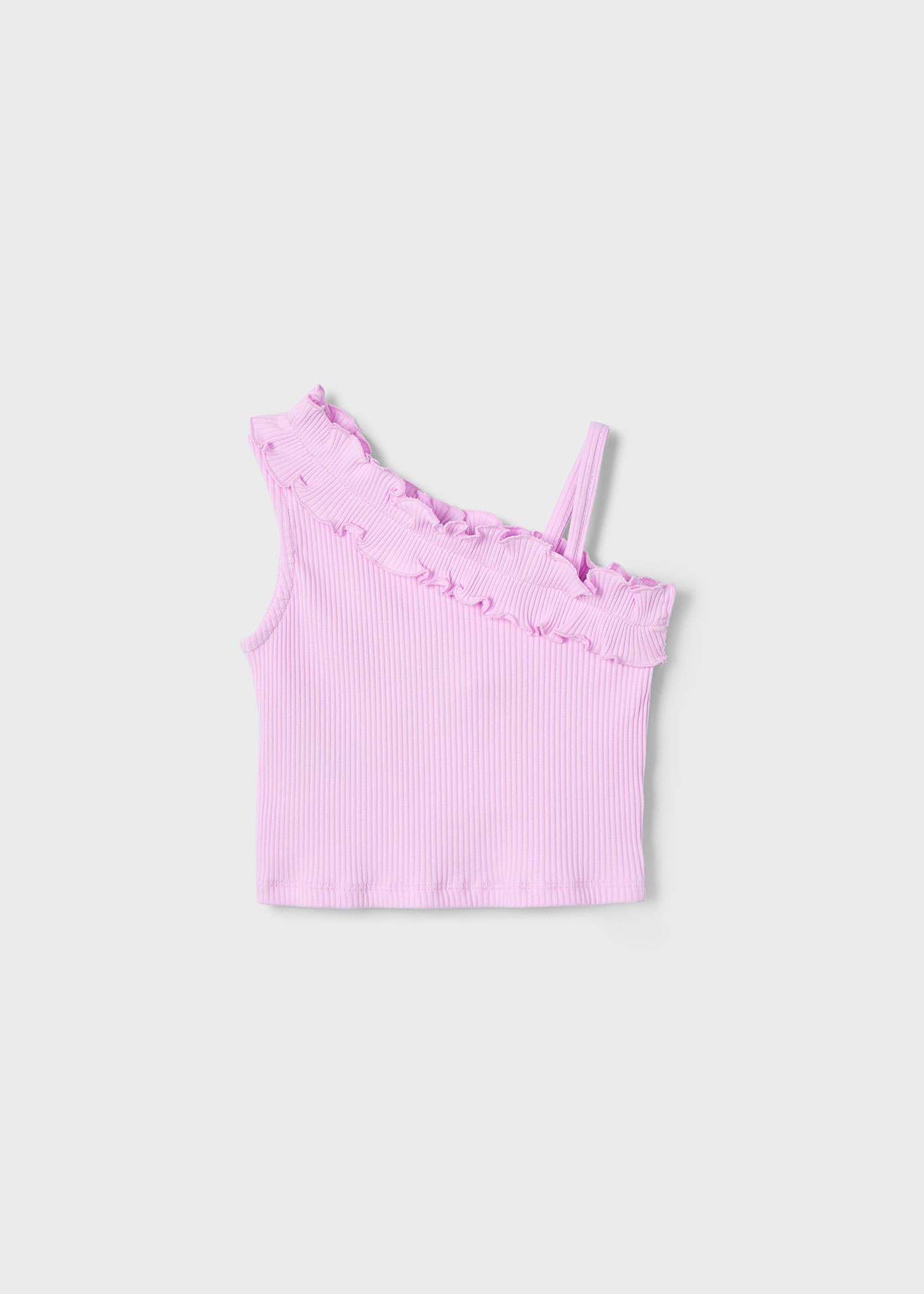 Top asimmetrico volant bambina