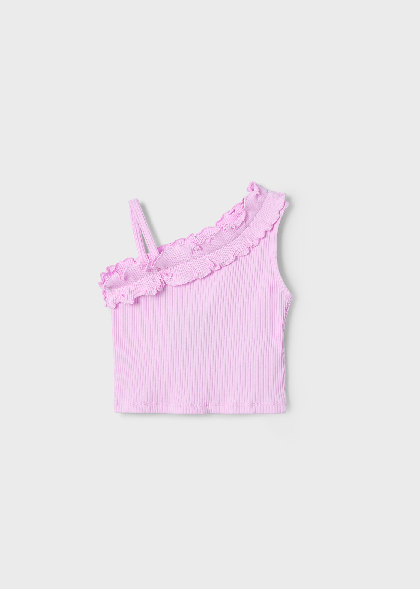 Top asimmetrico volant bambina