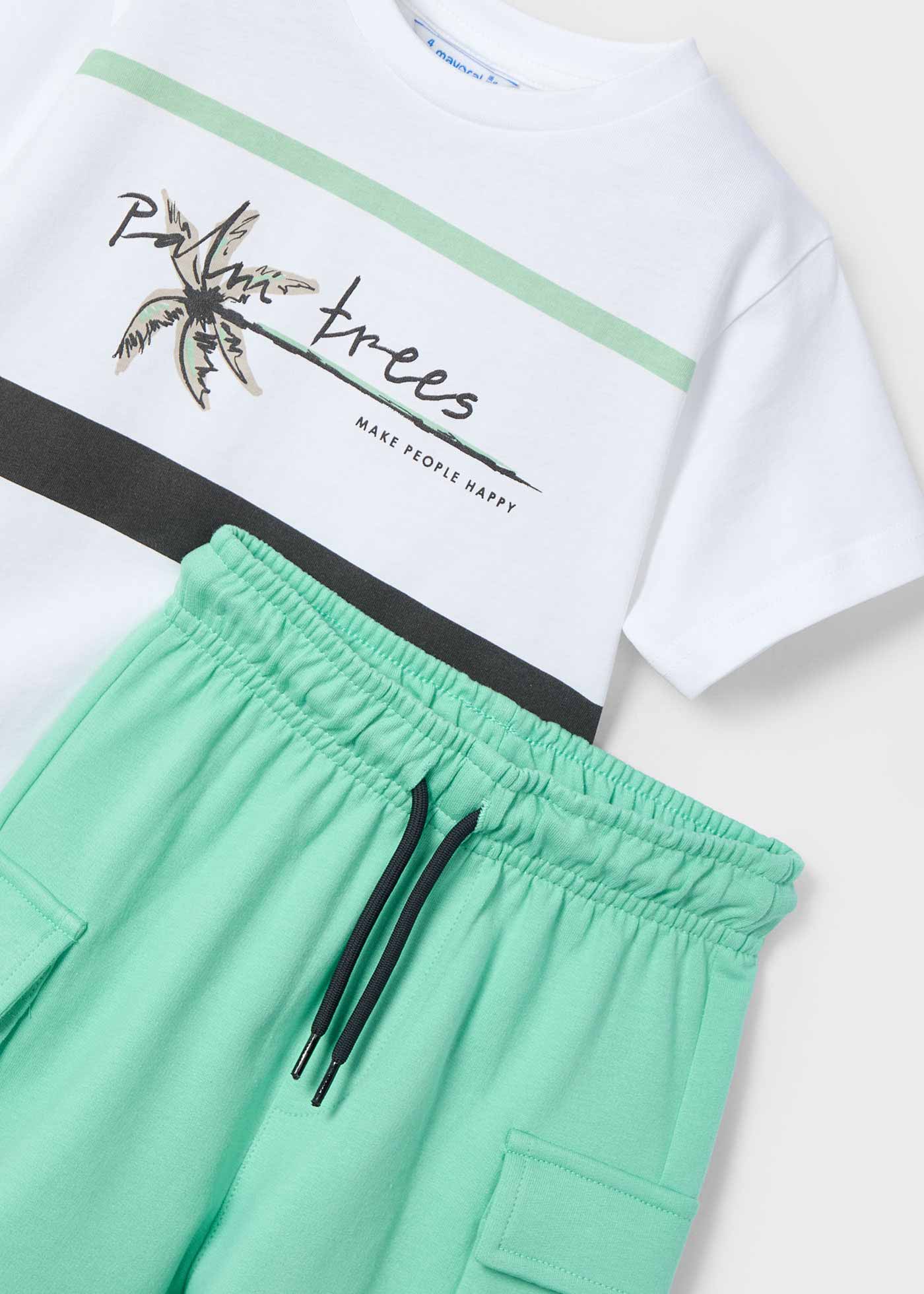 Set bermude cargo si tricou baiat