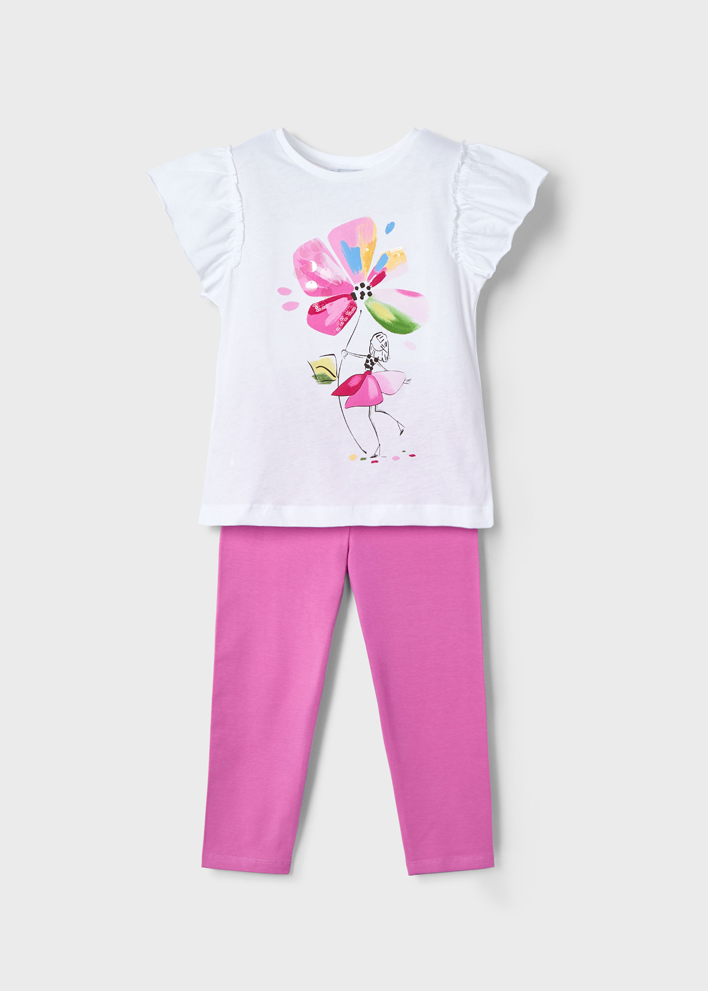 Girl Leggings and Flower T-Shirt Set