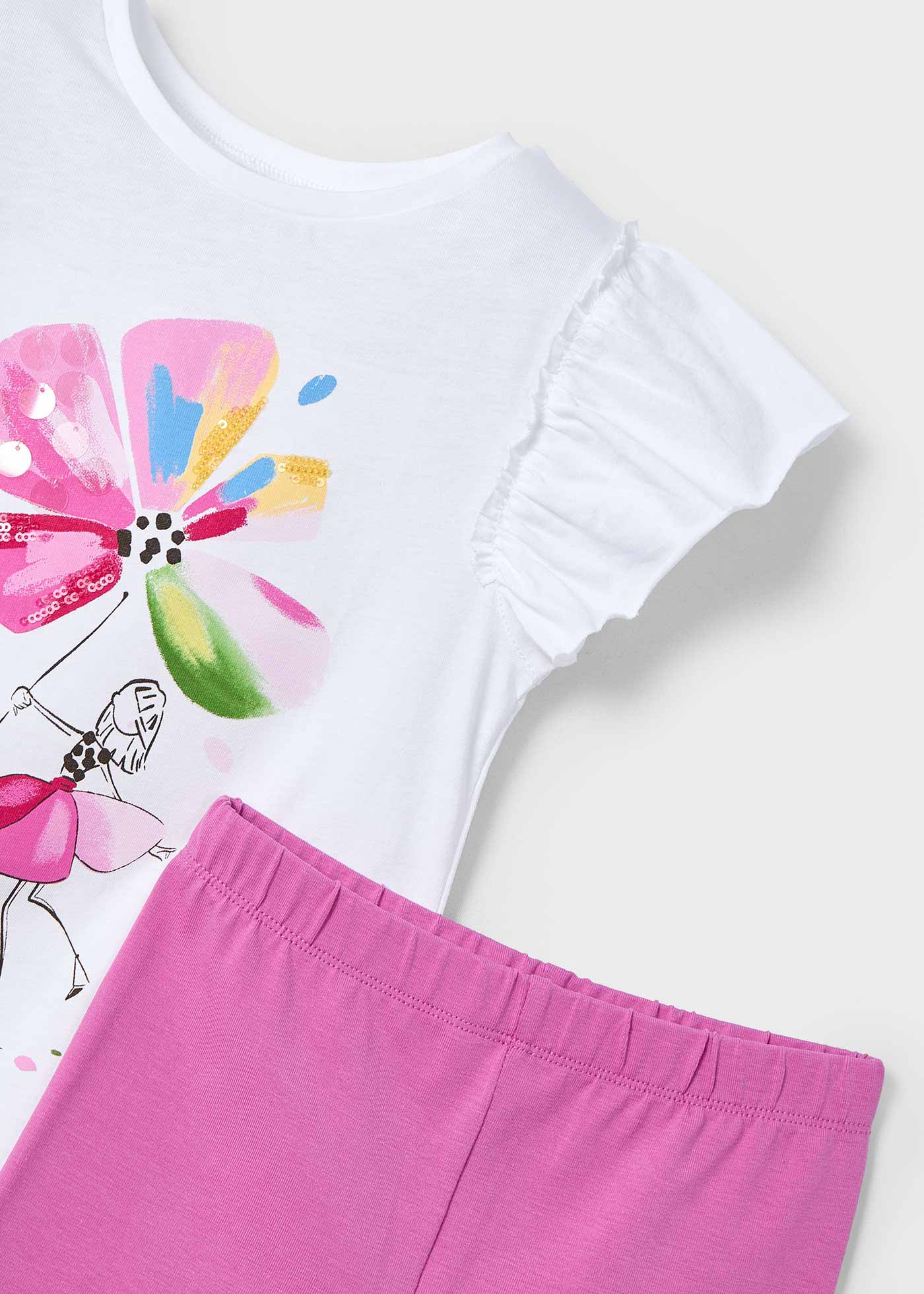 Conjunto legging y playera flor niña