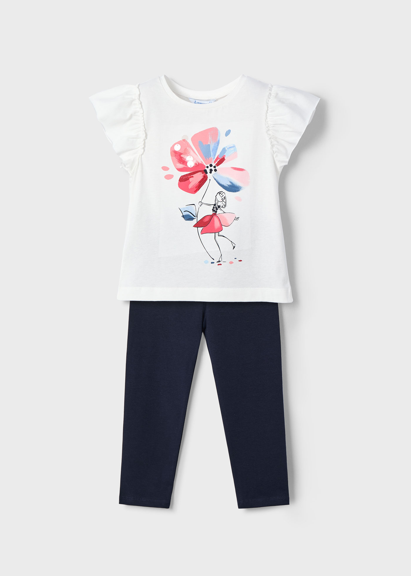 Set colanti si tricou floare fetita