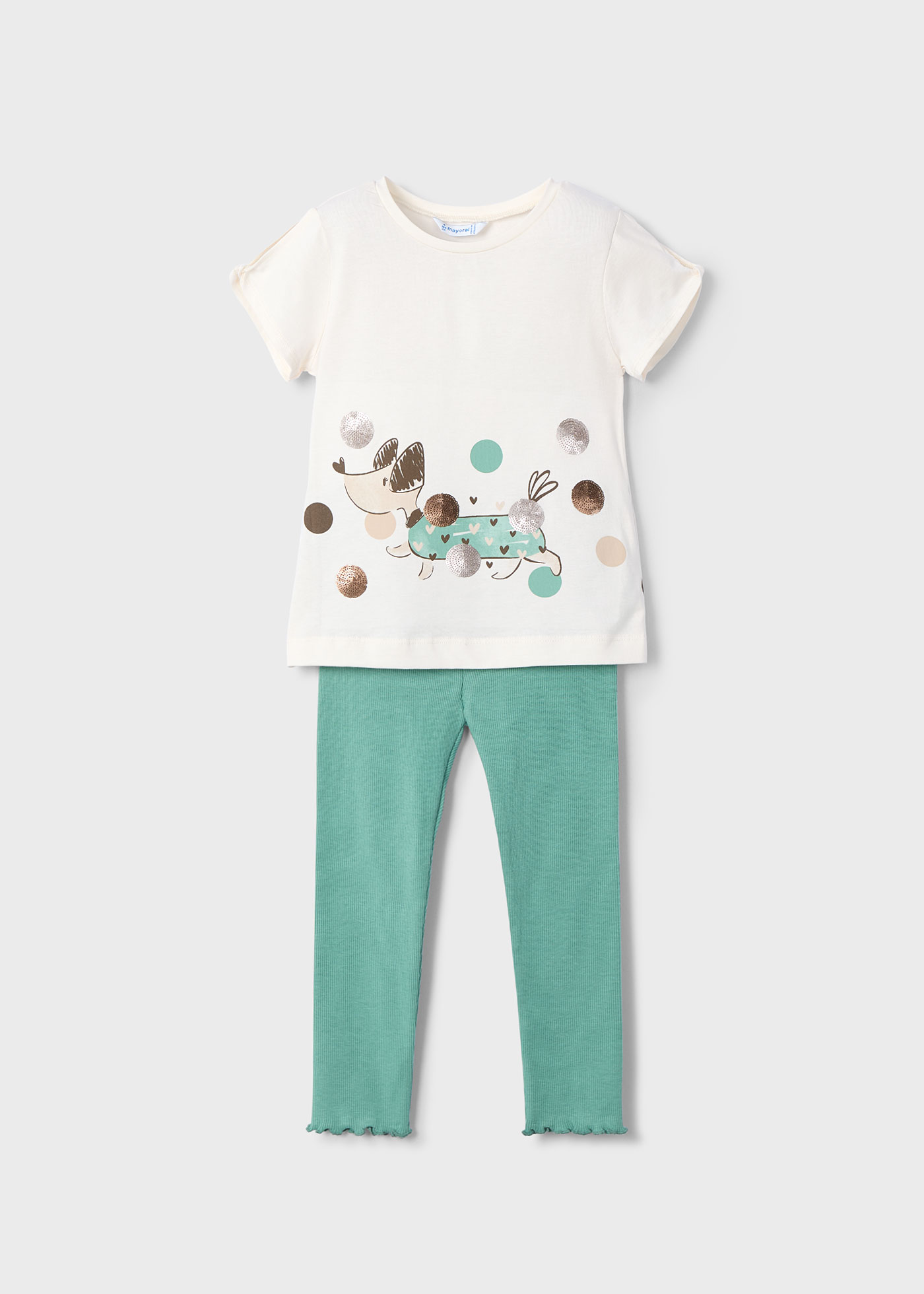 Girl Dog Print T-Shirt and Leggings Set