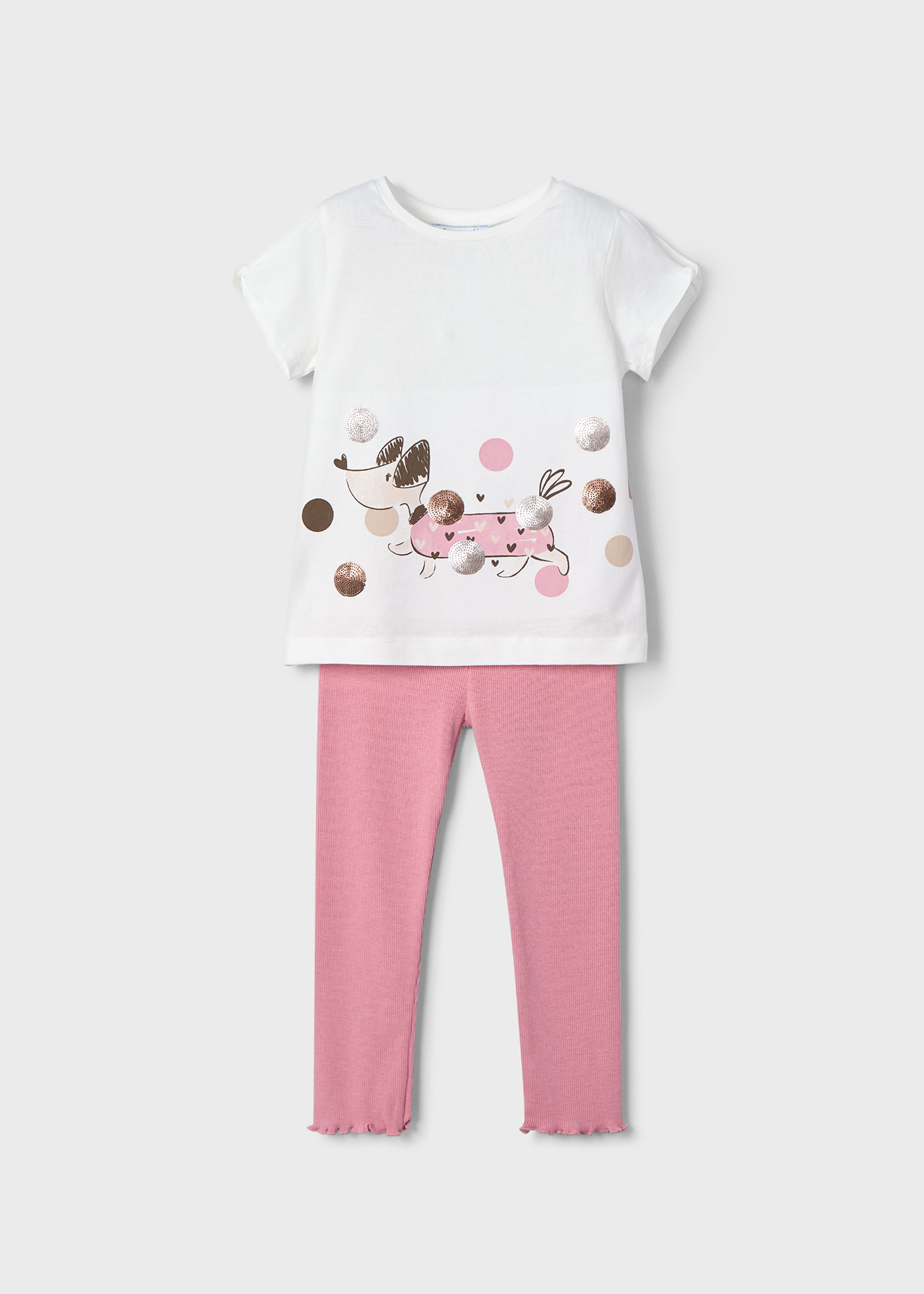 Girl Dog Print T-Shirt and Leggings Set