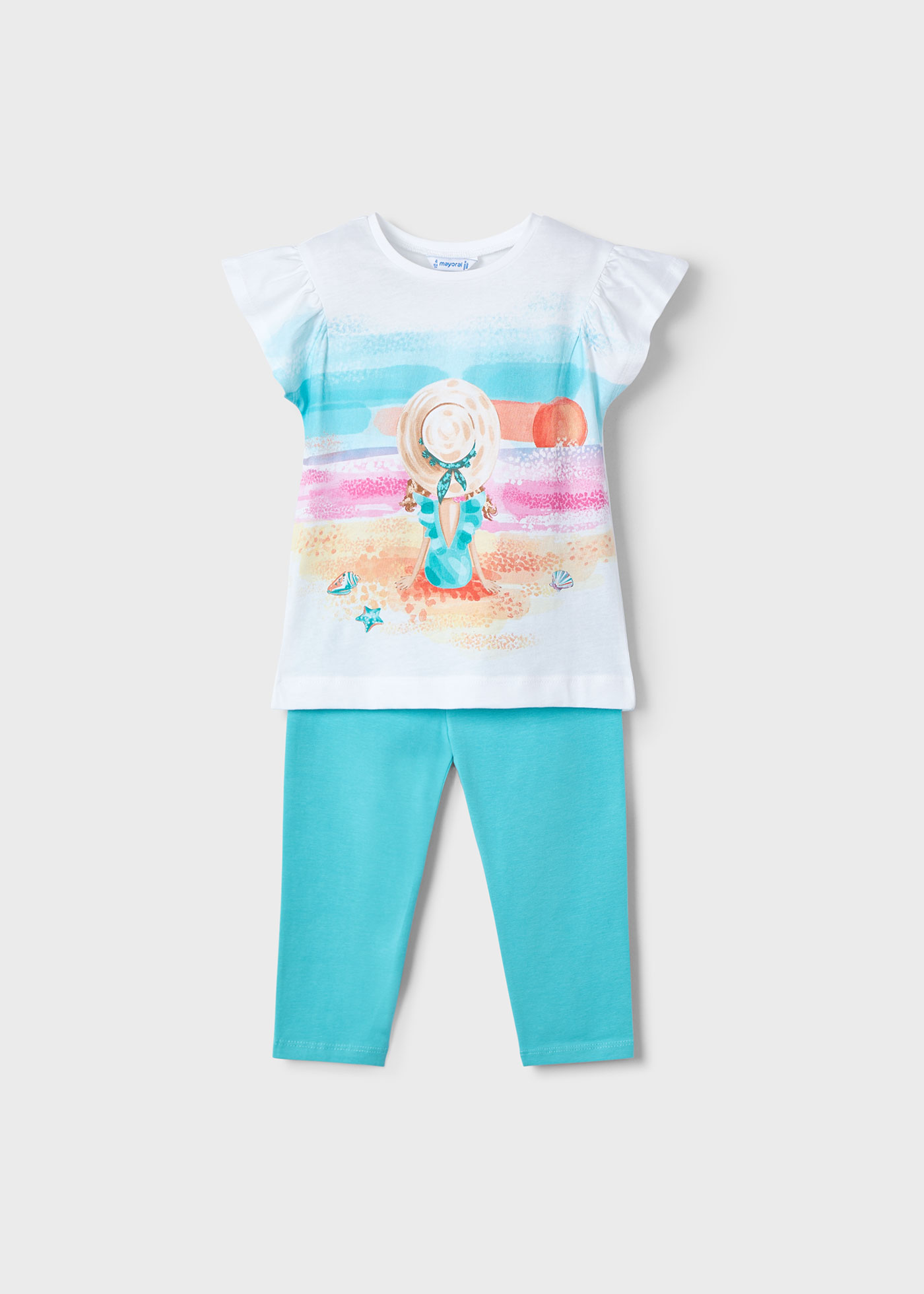 Completo leggings a tre quarti e maglietta tramonto bambina