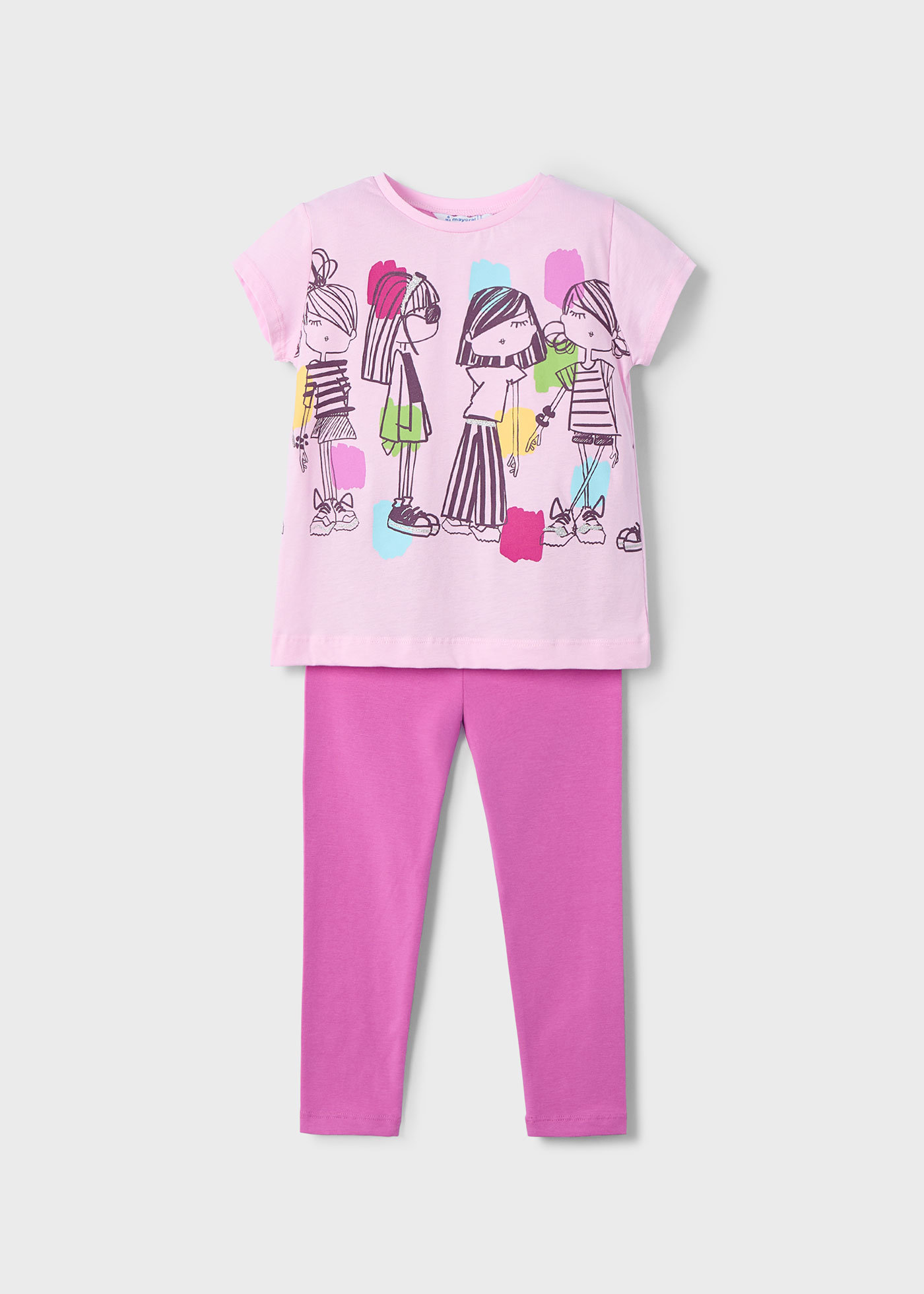 Conjunto legging tobillero y playera estampado niña