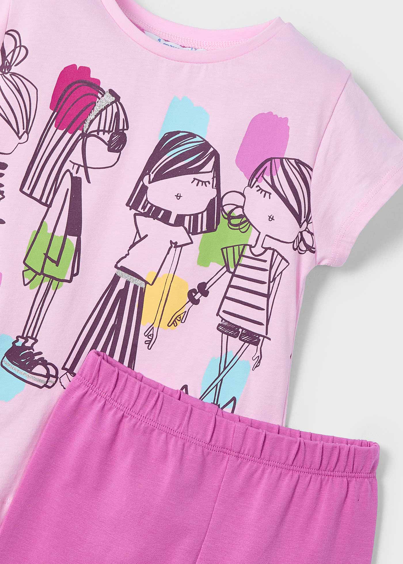 Conjunto legging tobillero y playera estampado niña