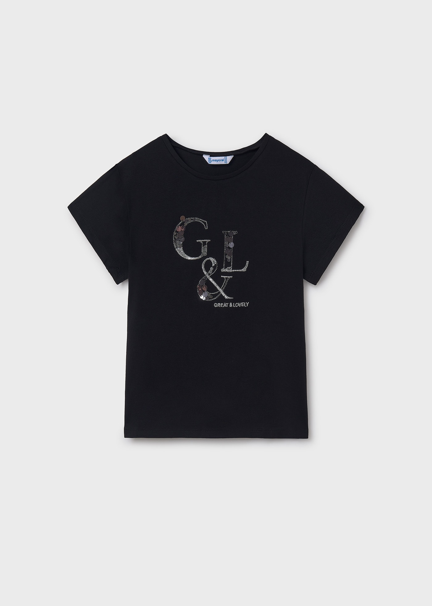 Girl basic metallic text t-shirt