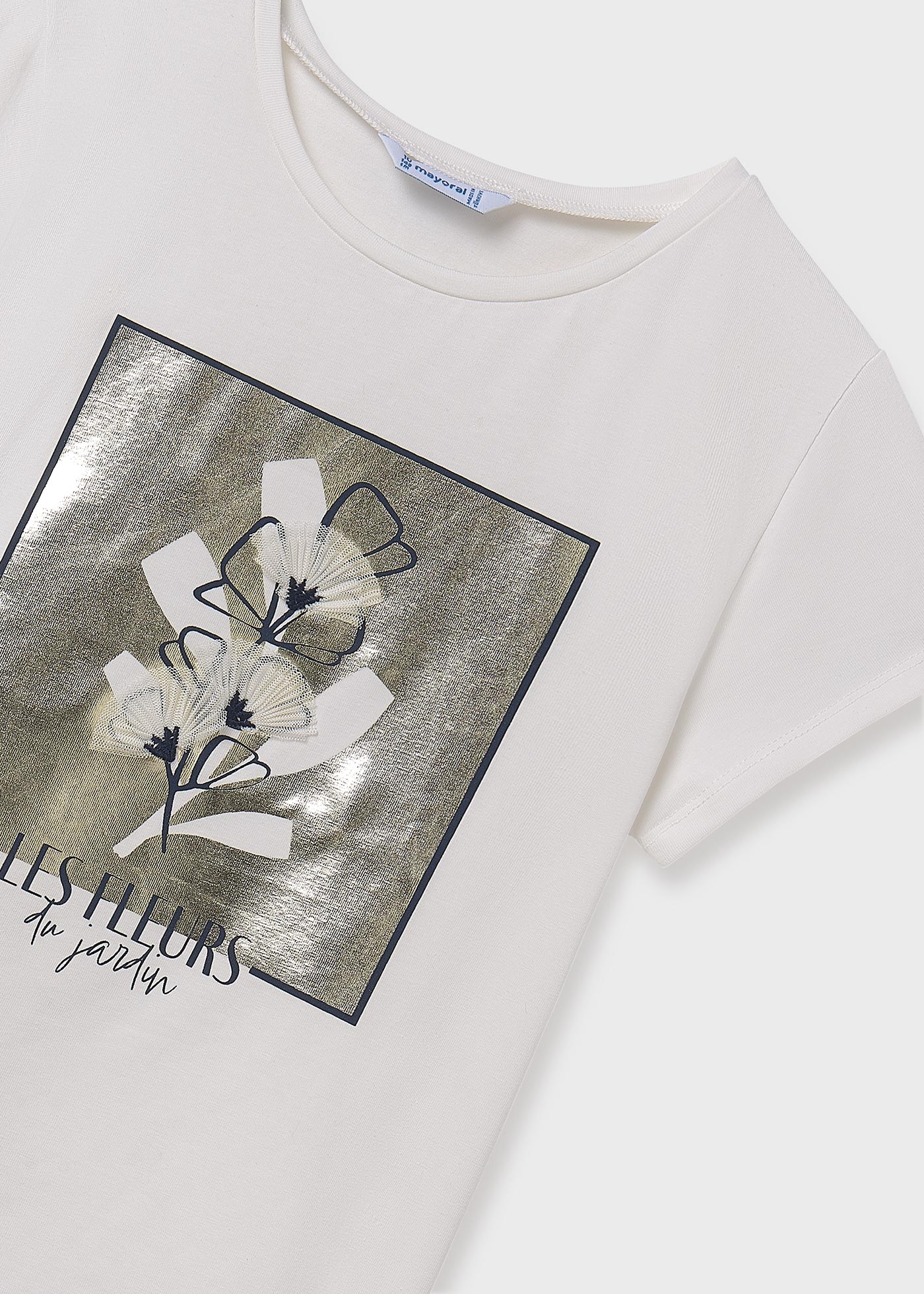 Girl T-Shirt with Flower Embroidery