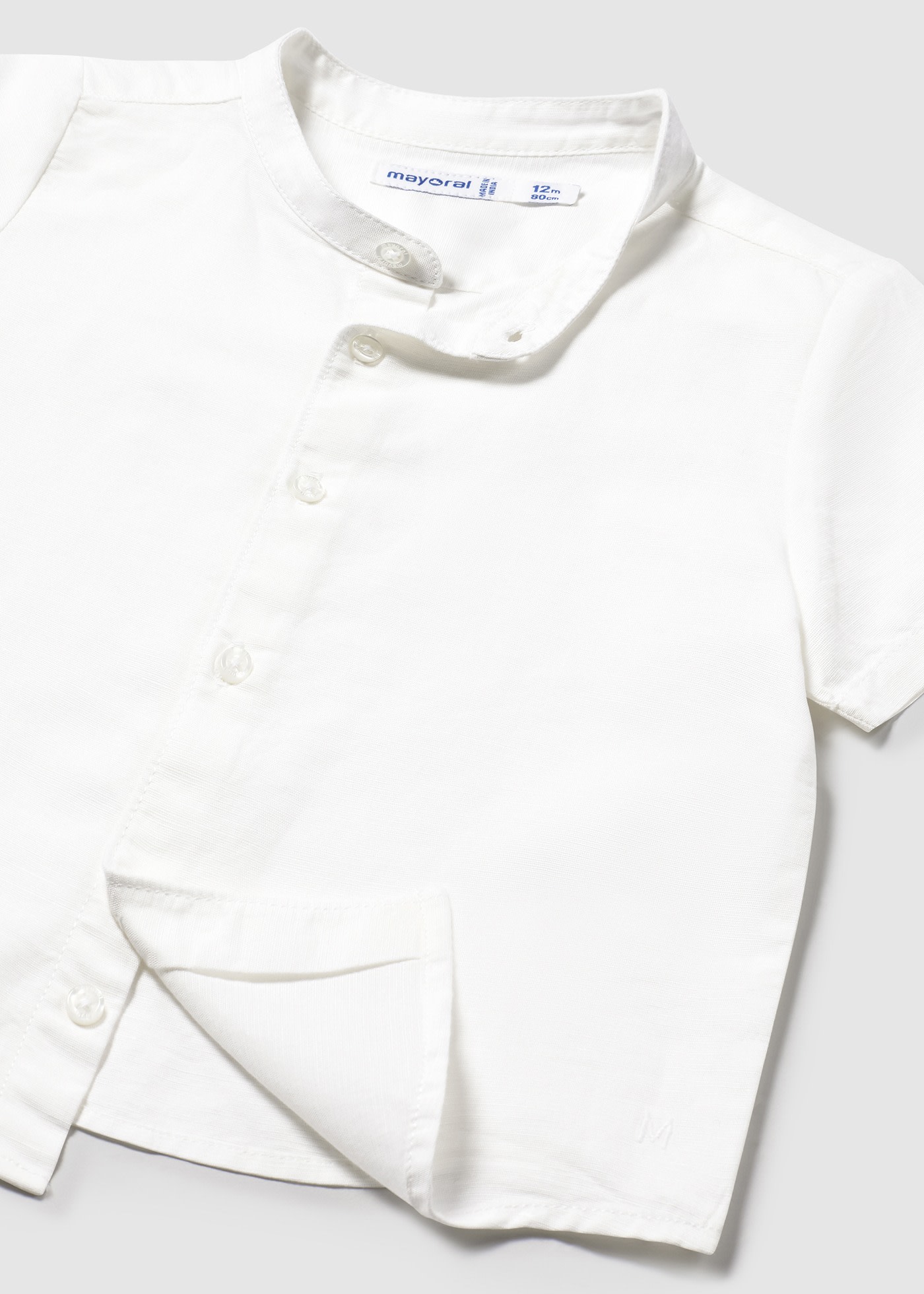 Baby Linen Shirt Mandarin Collar