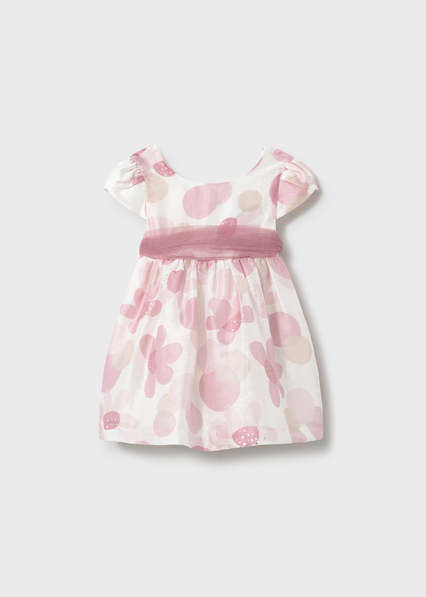 Baby print dress with tulle sash