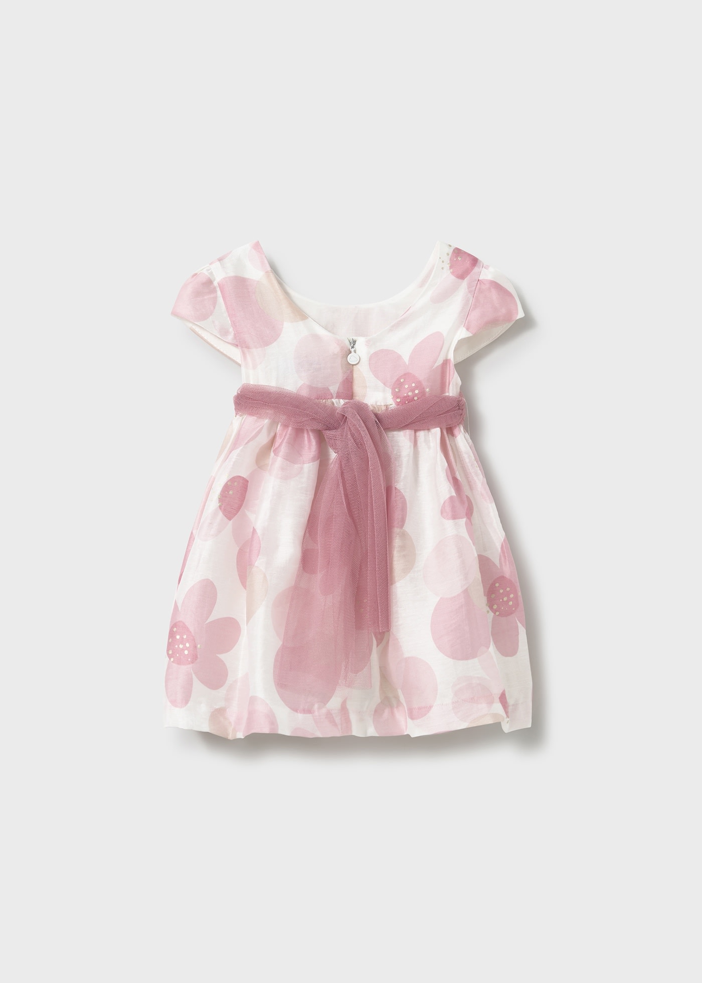 Baby print dress with tulle sash