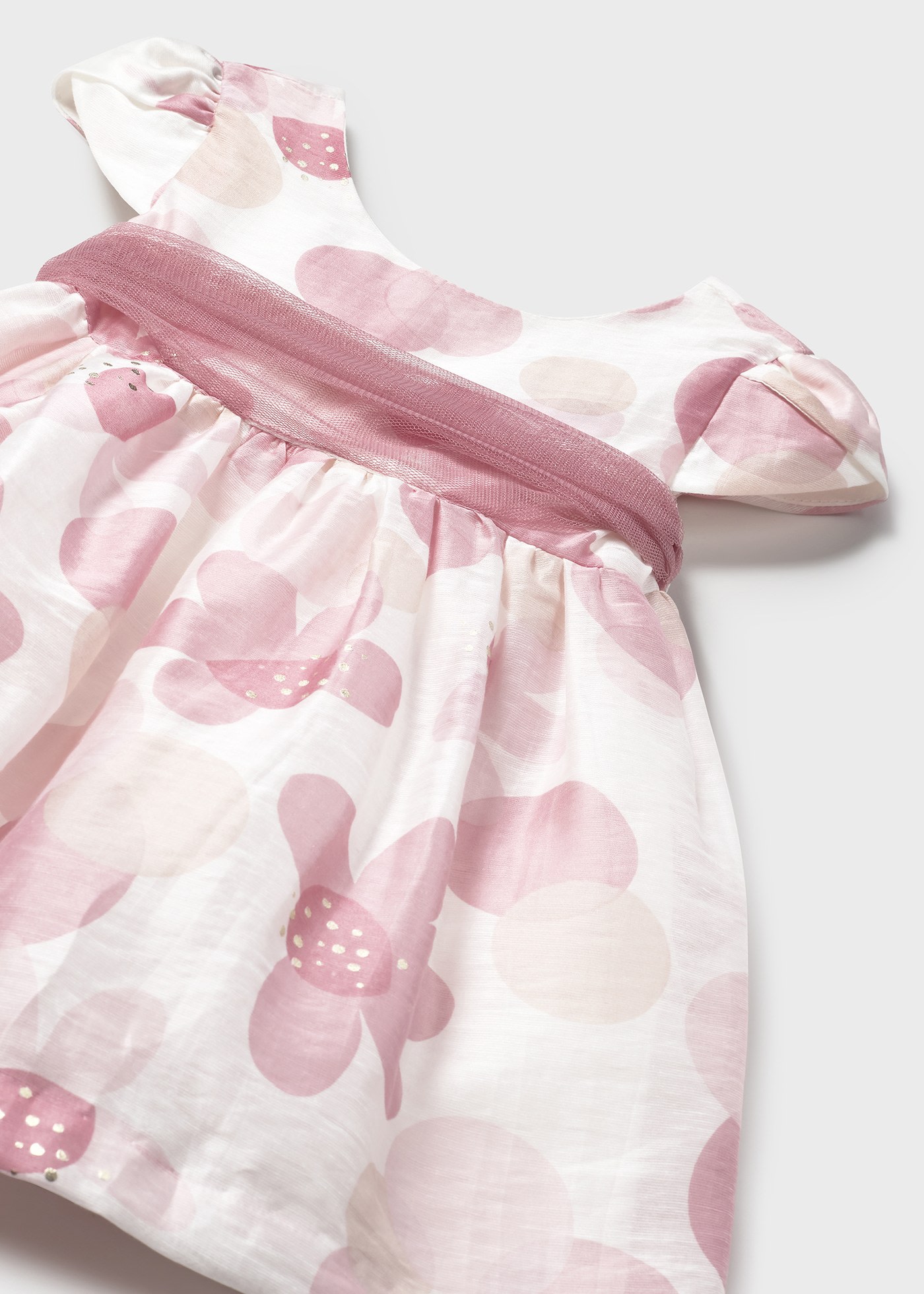 Baby print dress with tulle sash