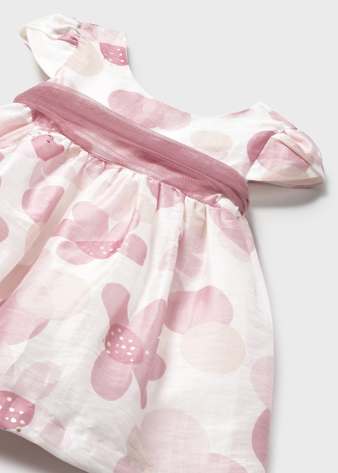 Vestito stampato con fusciacca tulle neonata