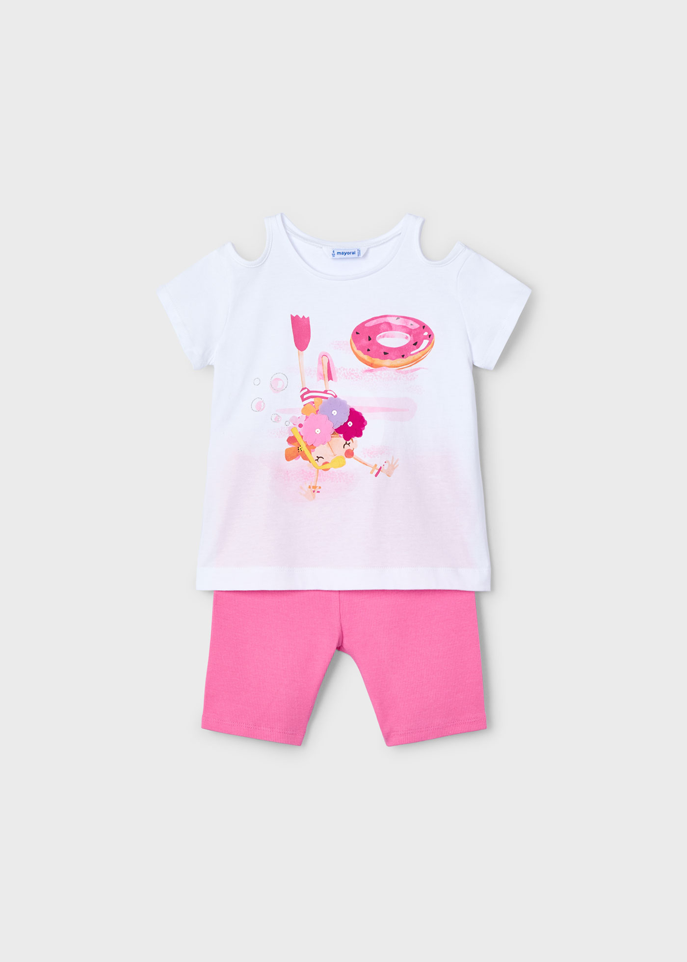 Conjunto legging ciclista y camiseta aberturas niña