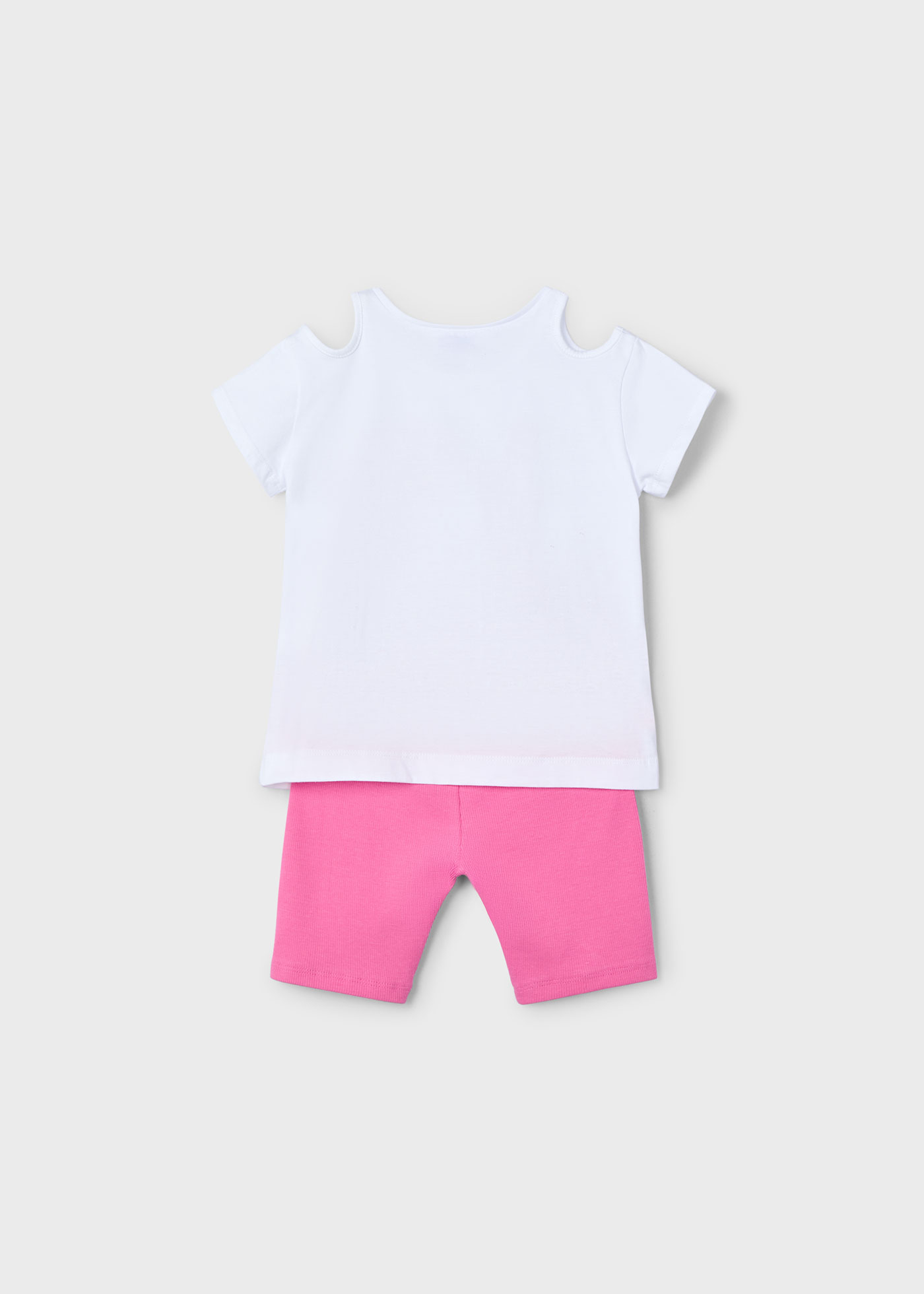 Conjunto legging ciclista y camiseta aberturas niña