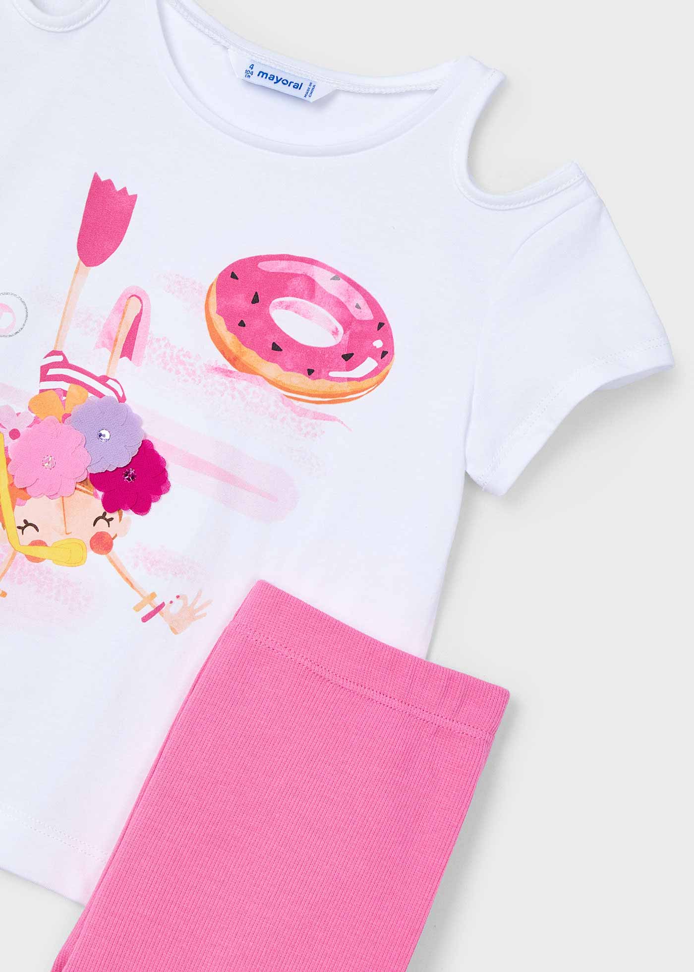 Conjunto legging ciclista y camiseta aberturas niña