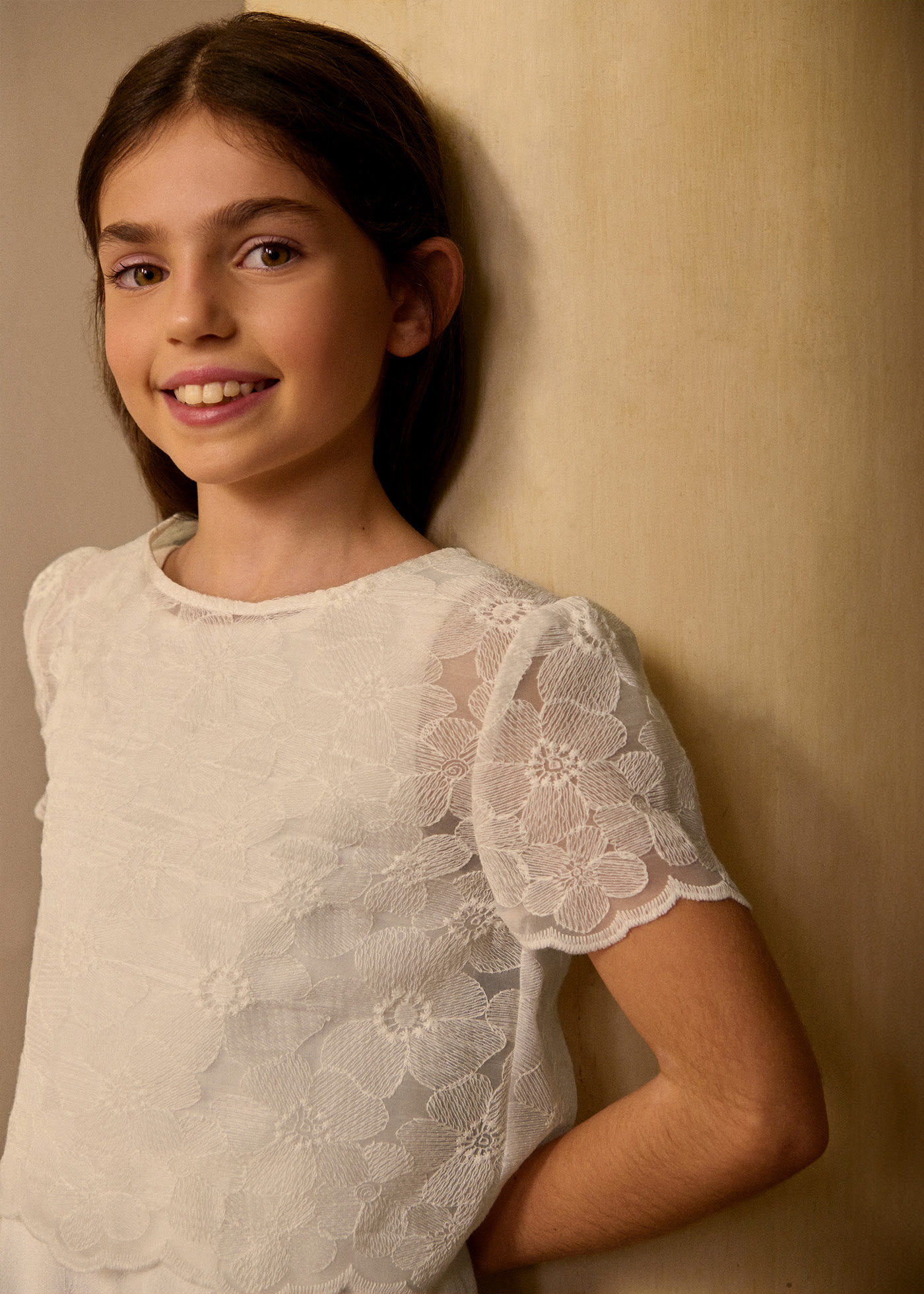 Combinaison Communion avec haut en organza fille