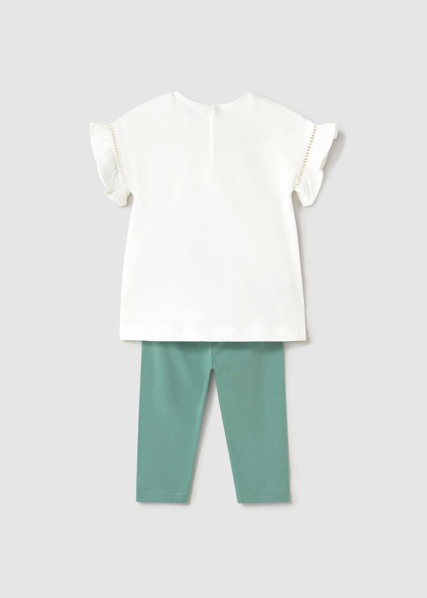 Completo leggings e maglietta applicazioni tulle neonata