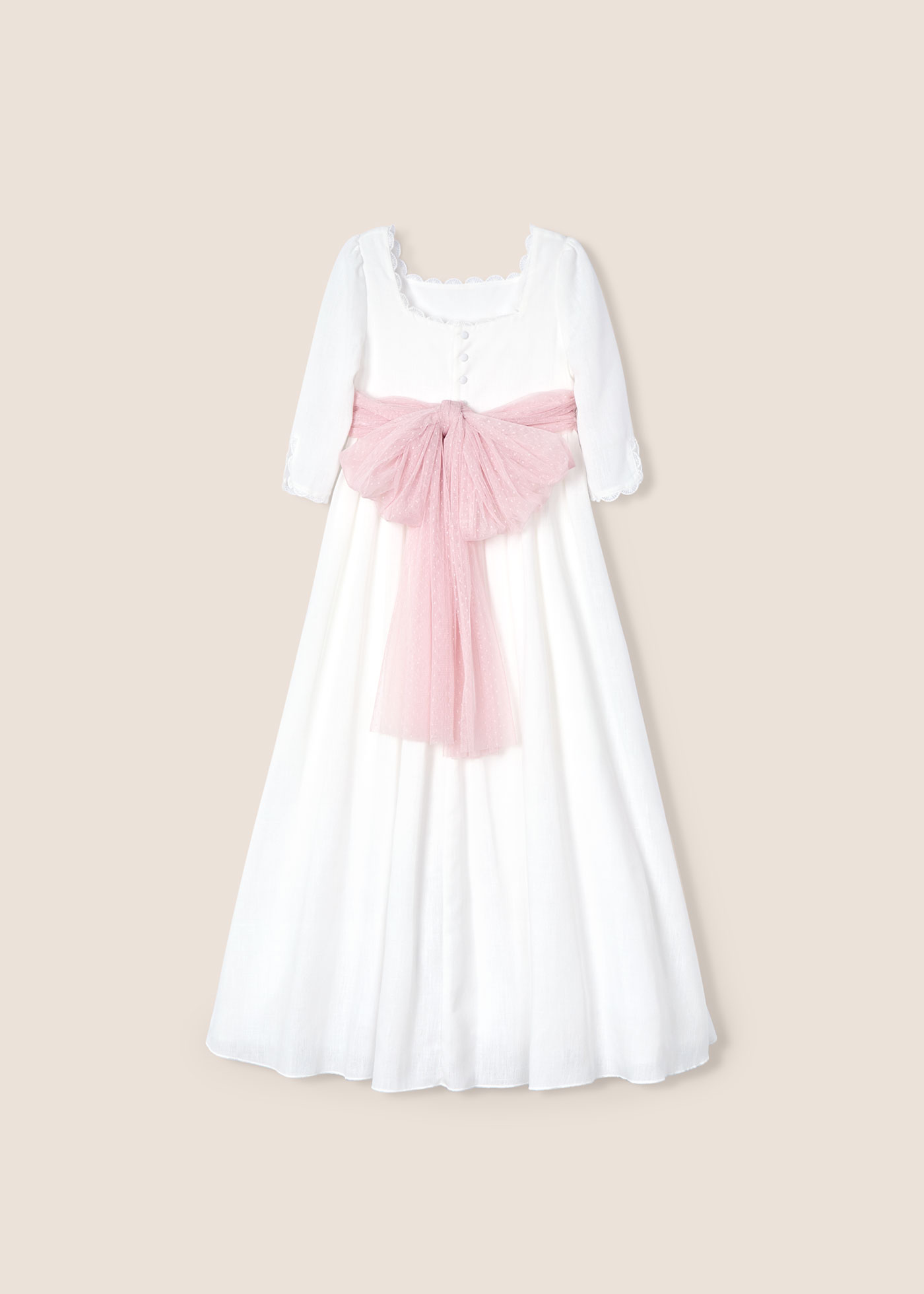 Vestido Comunión efecto rústico niña