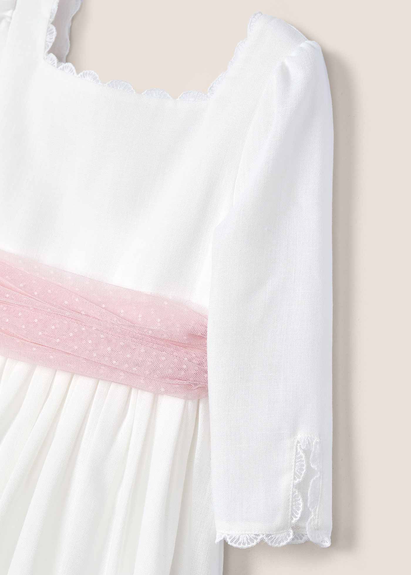 Vestido Comunión efecto rústico niña