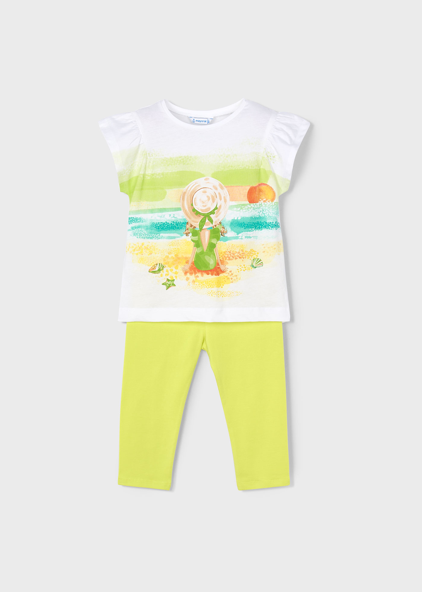 Completo leggings a tre quarti e maglietta tramonto bambina