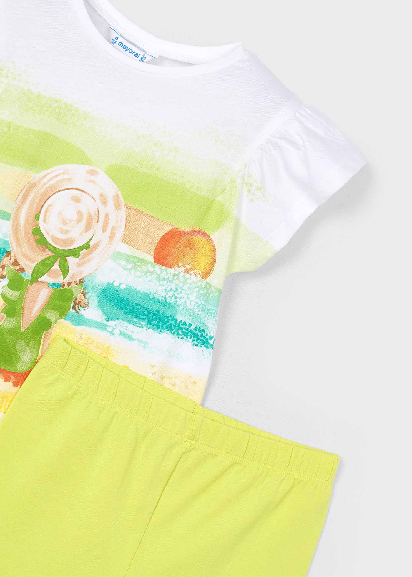 Completo leggings a tre quarti e maglietta tramonto bambina