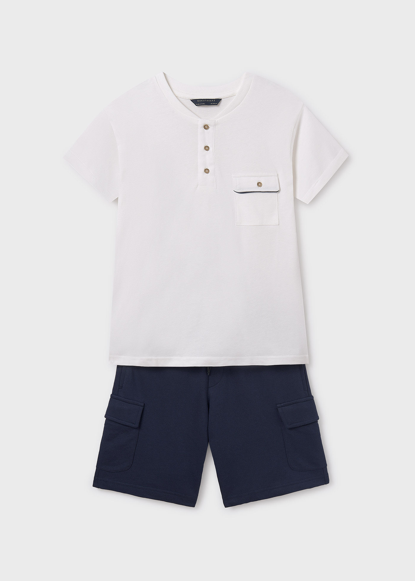 Boy Bermuda Shorts and Henley T-Shirt Set