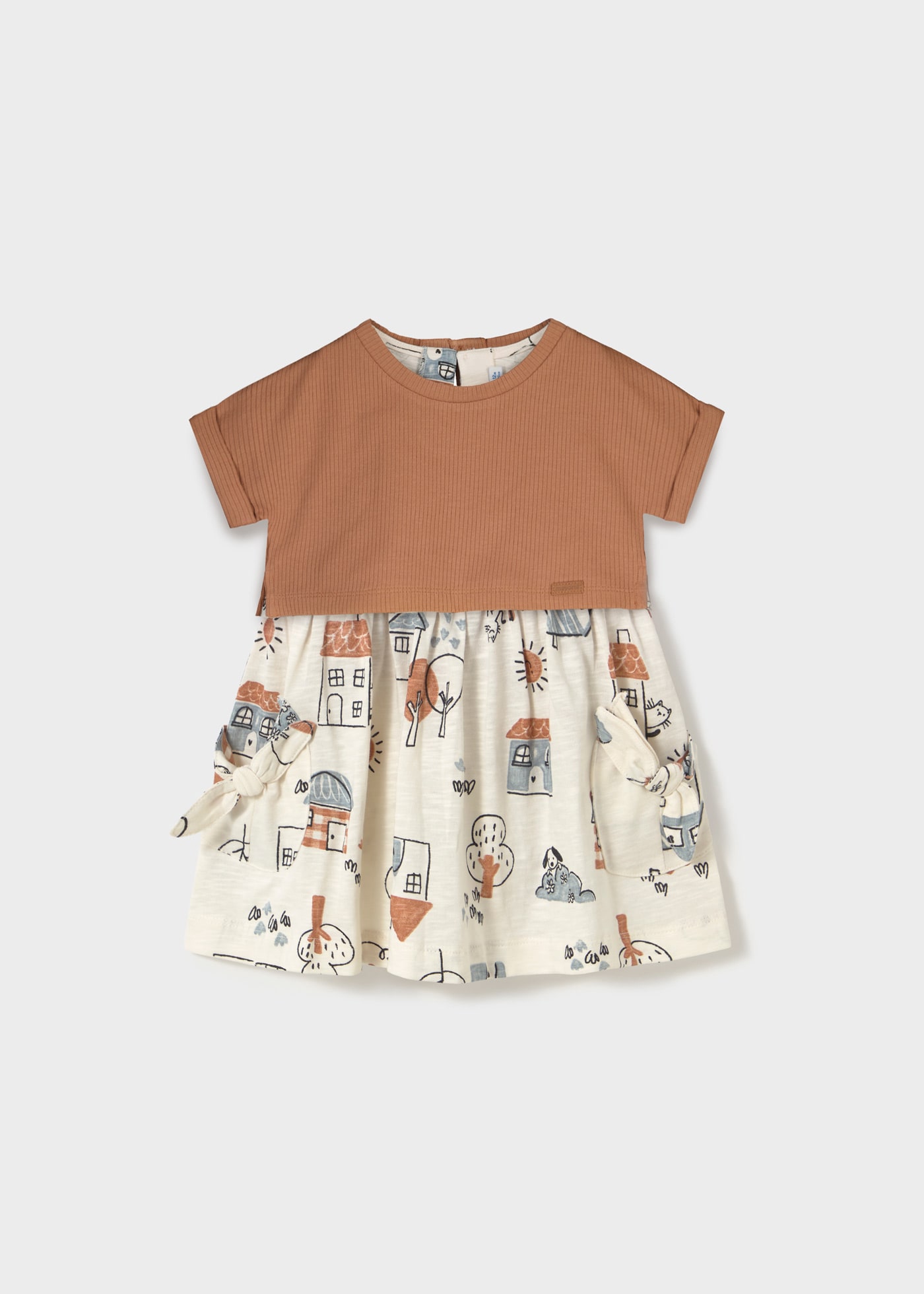 Baby print dress with top set