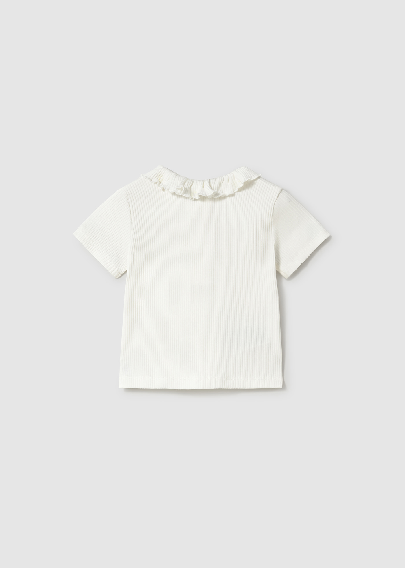 Baby ribbed polo shirt with ruffle collar