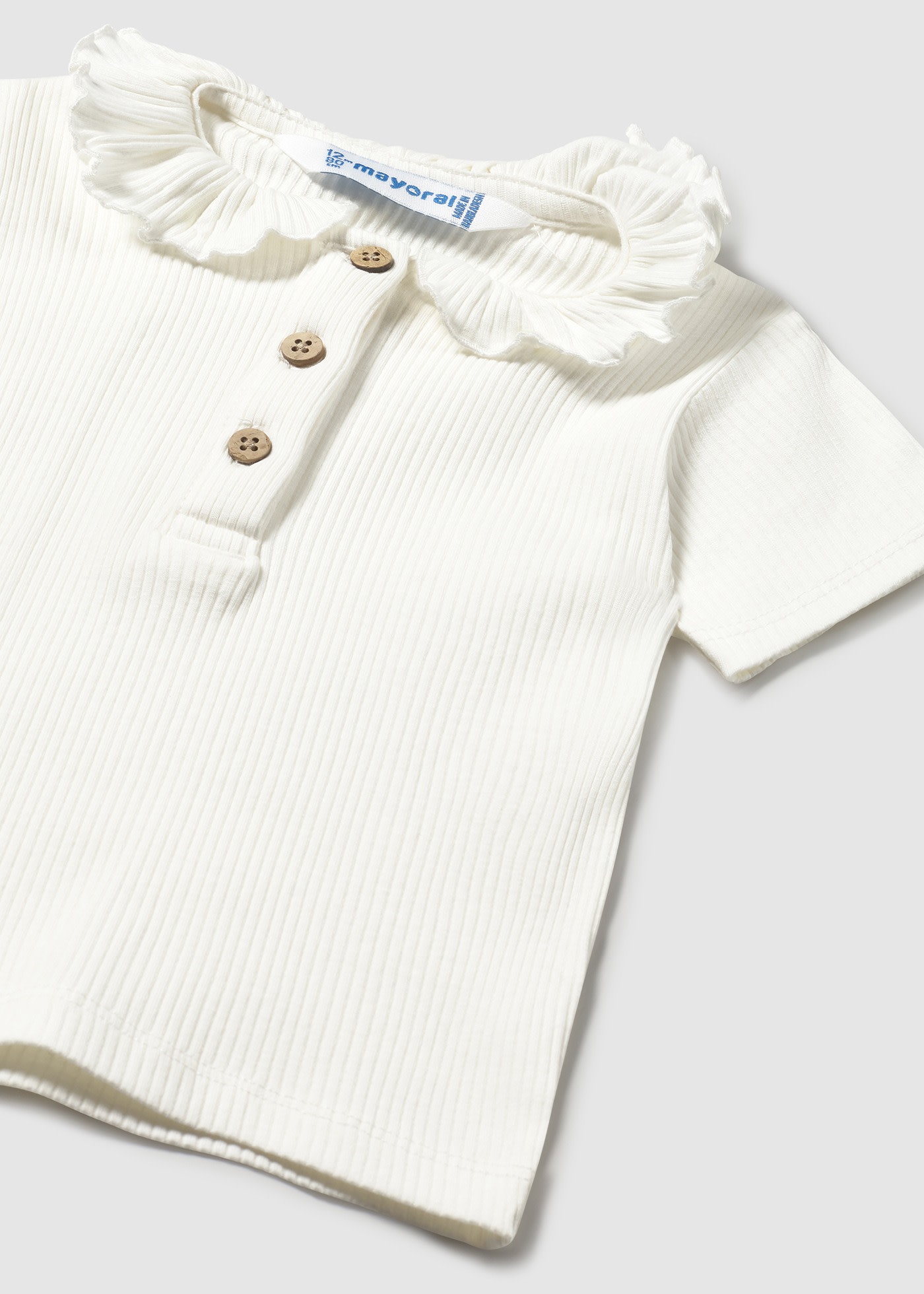 Polo canalé cuello volante bebé