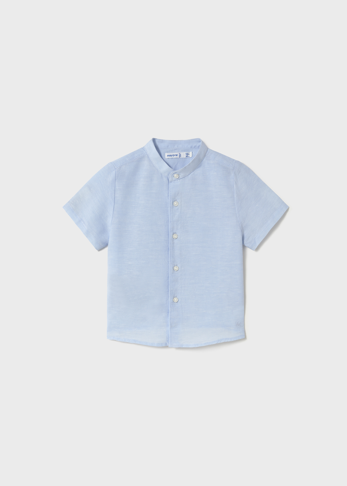 Baby Linen Shirt Mandarin Collar