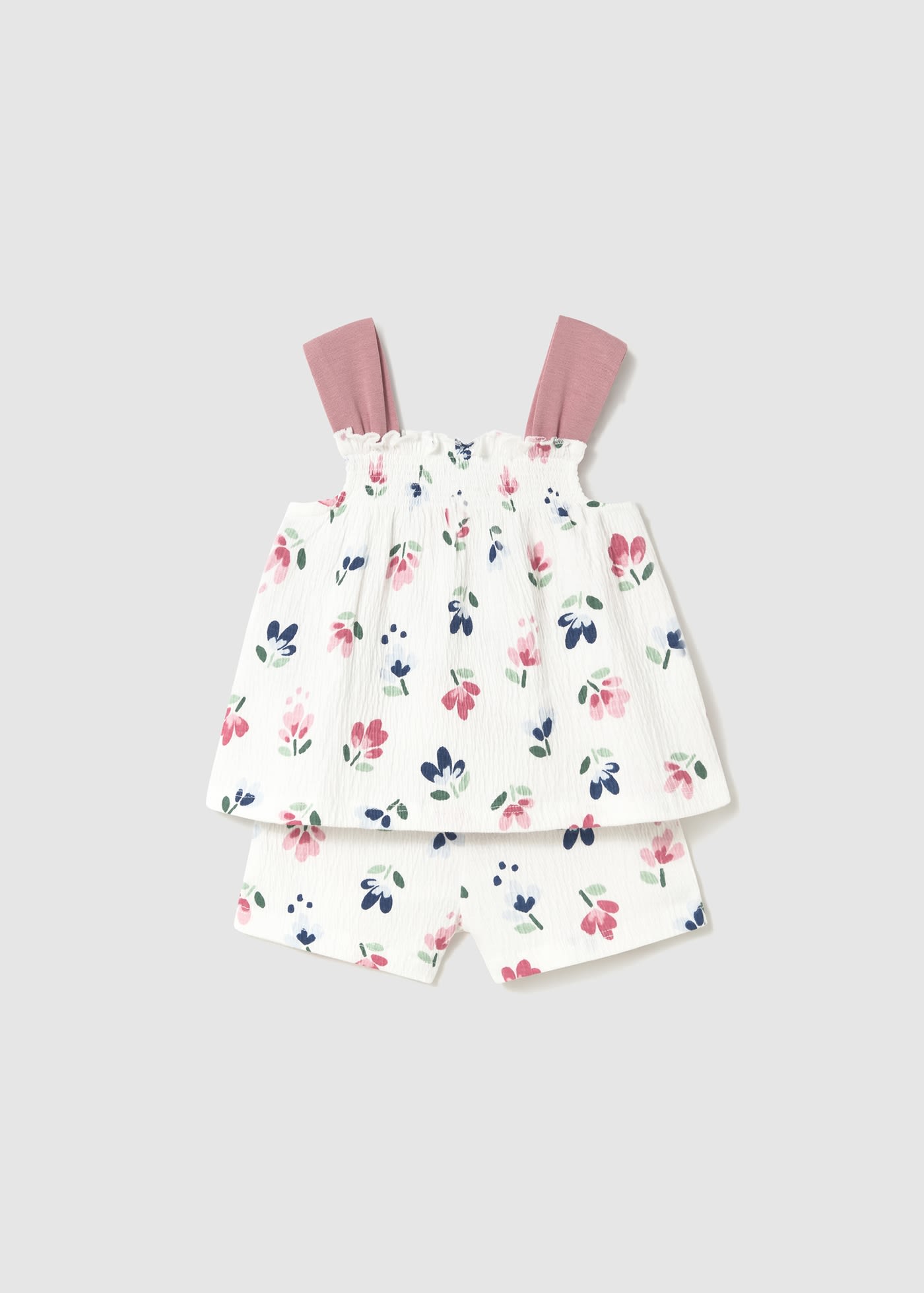 Conjunto calção e camisola alças bambula bebé