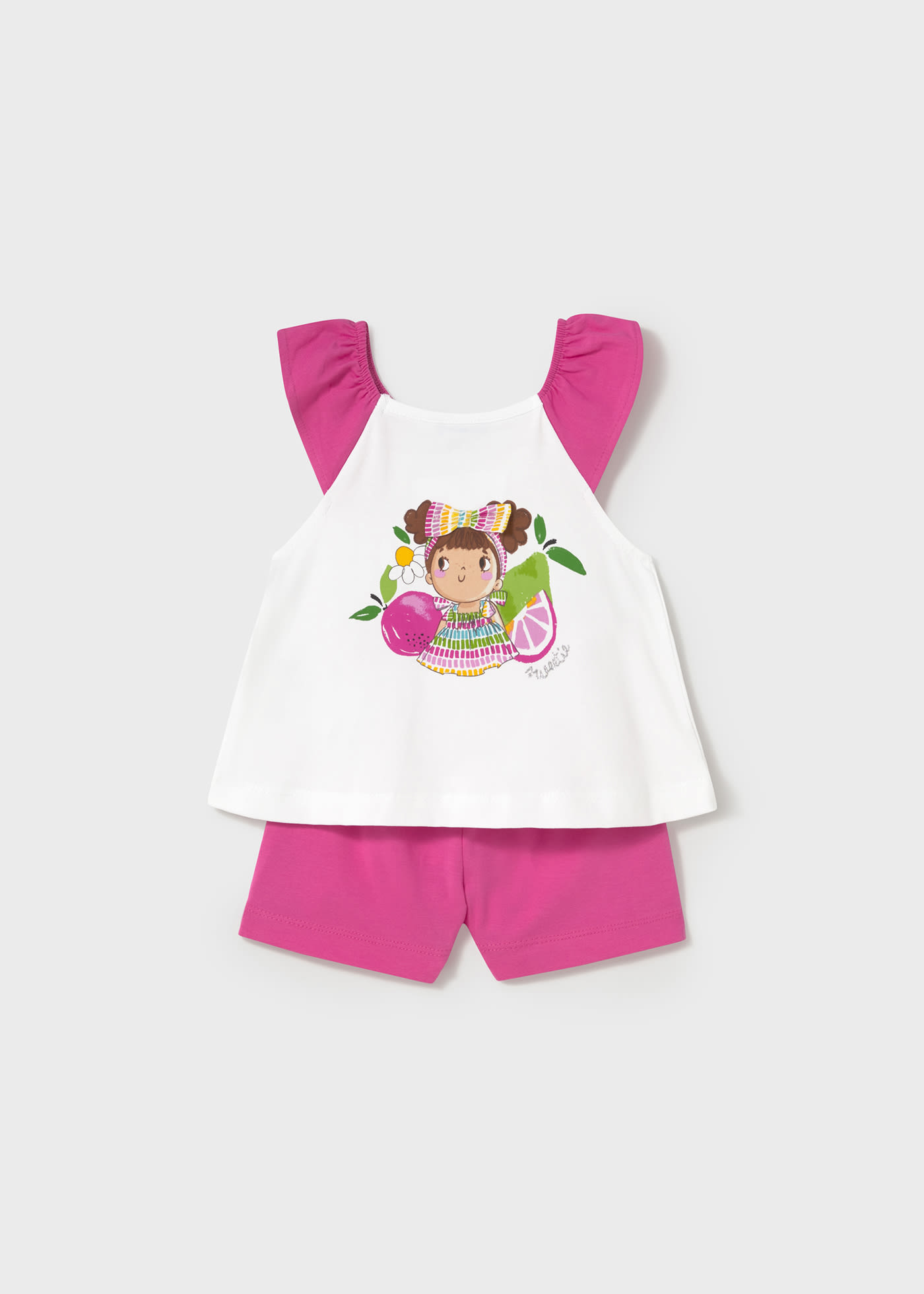 Completo pantaloncino e maglietta serigrafia neonata