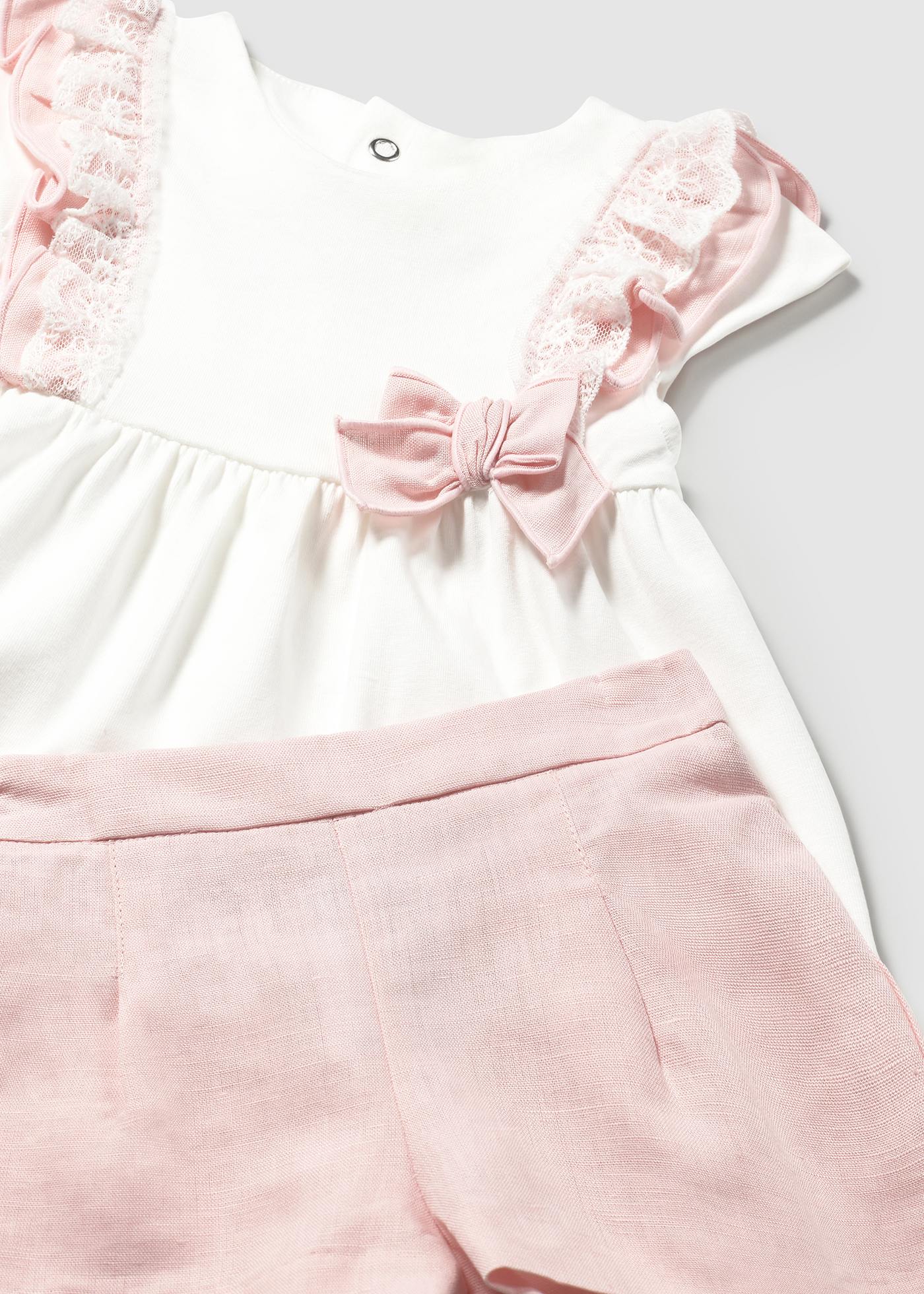 Conjunto pantalón corto y blusón con lino bebé