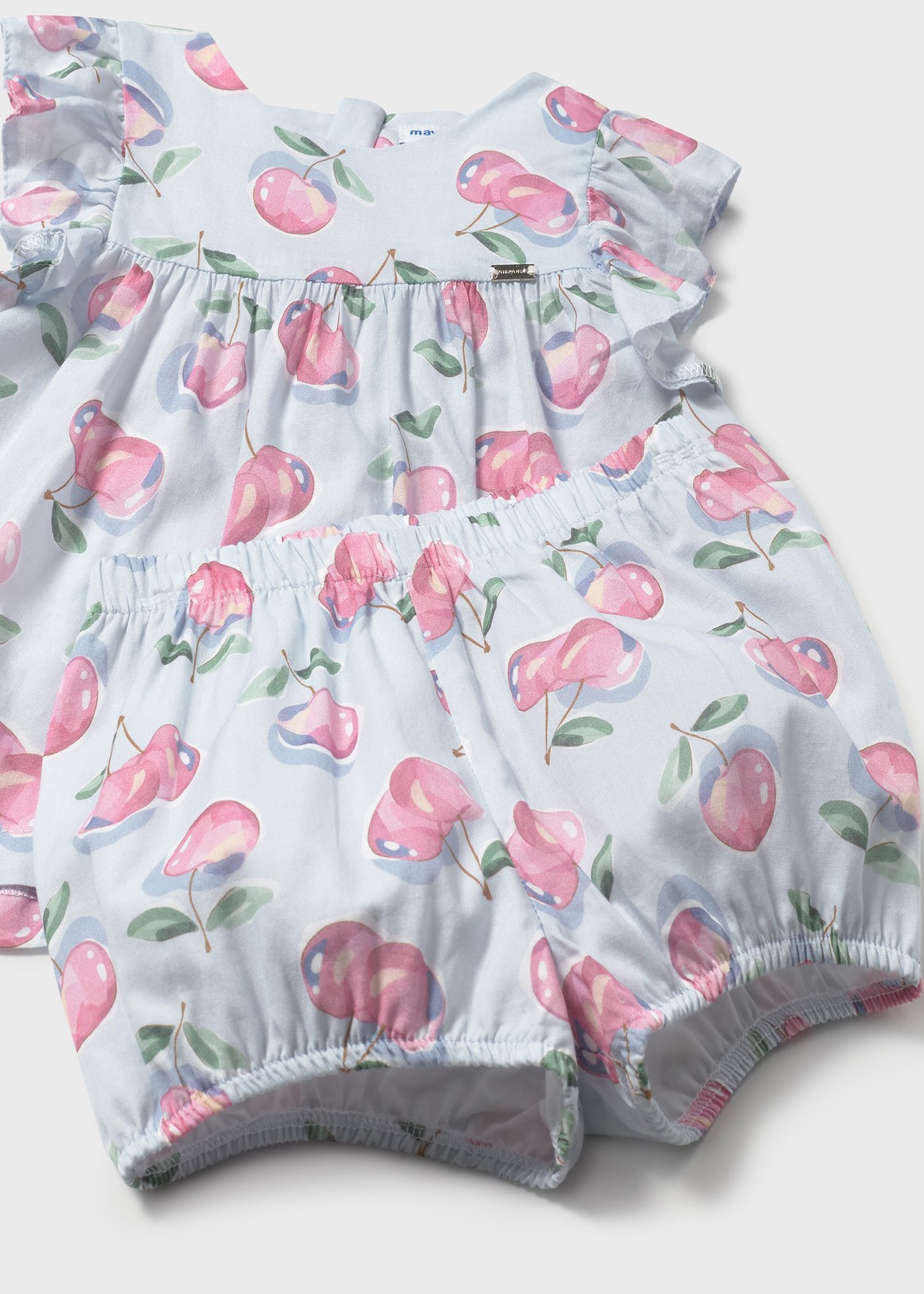 Baby fruit print bloomer shorts and blouse set