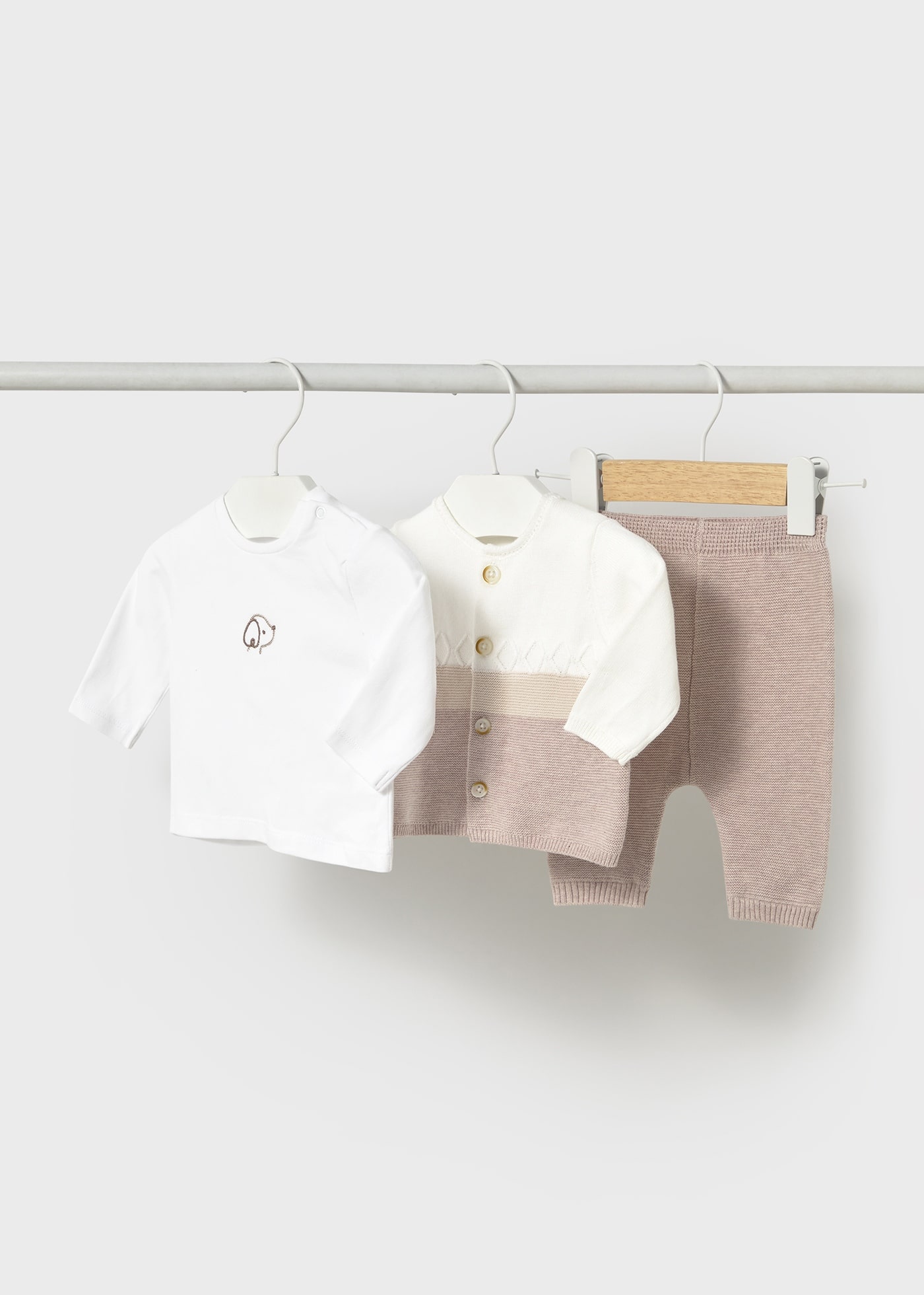Conjunto3 peças tricot recém nascido