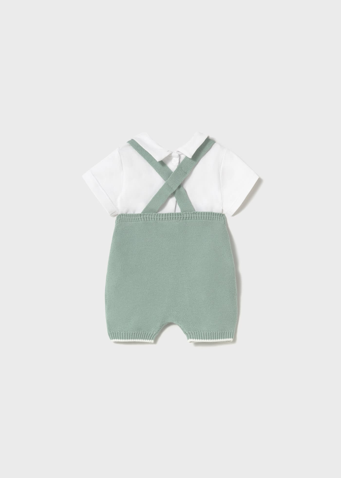 Newborn boy tricot dungarees with shirt set