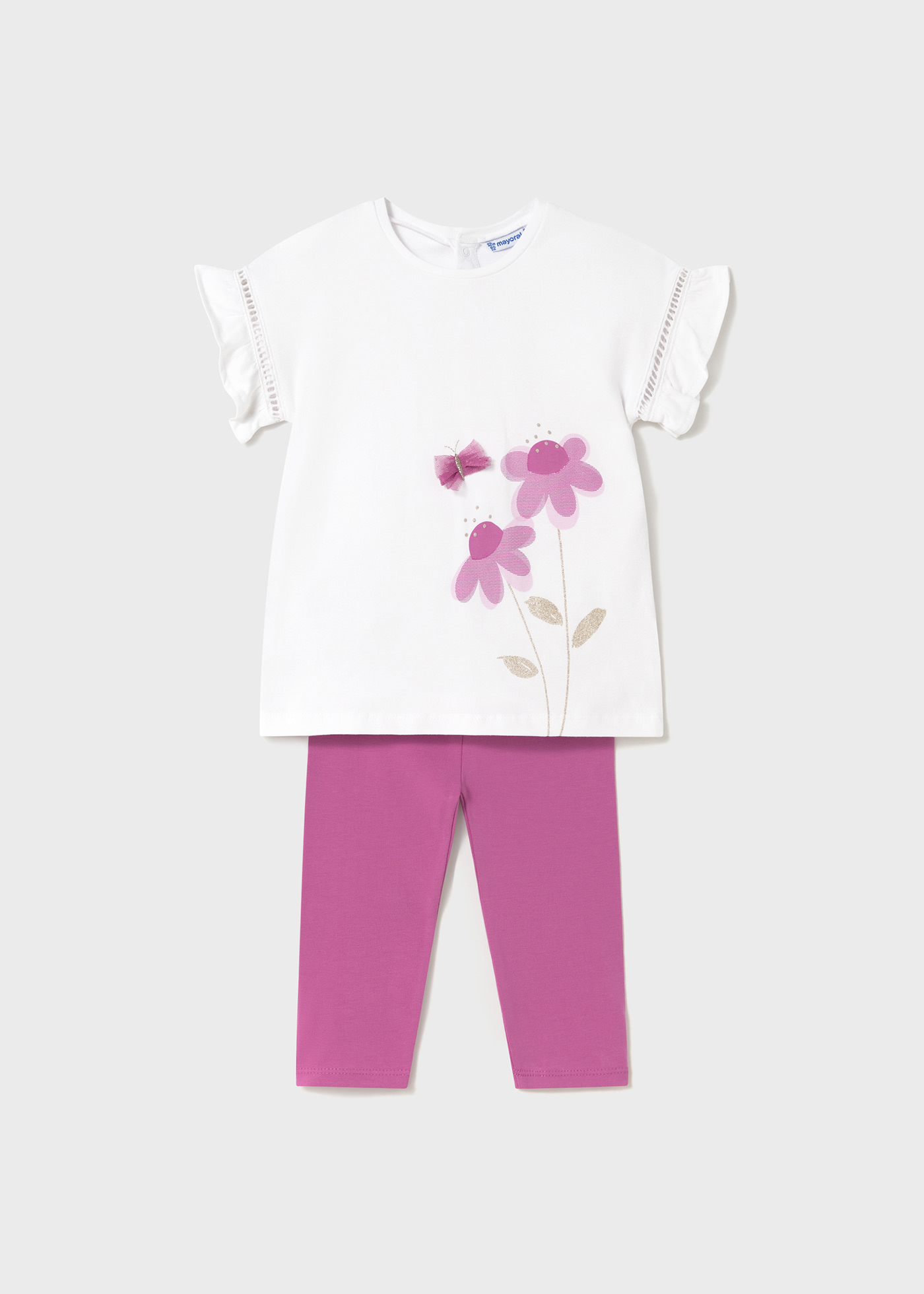Completo leggings e maglietta applicazioni tulle neonata