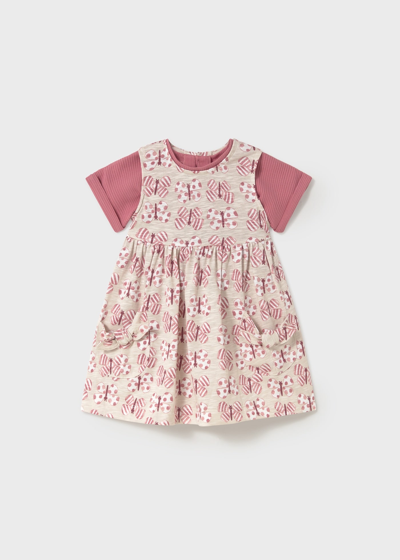 Baby print dress with top set