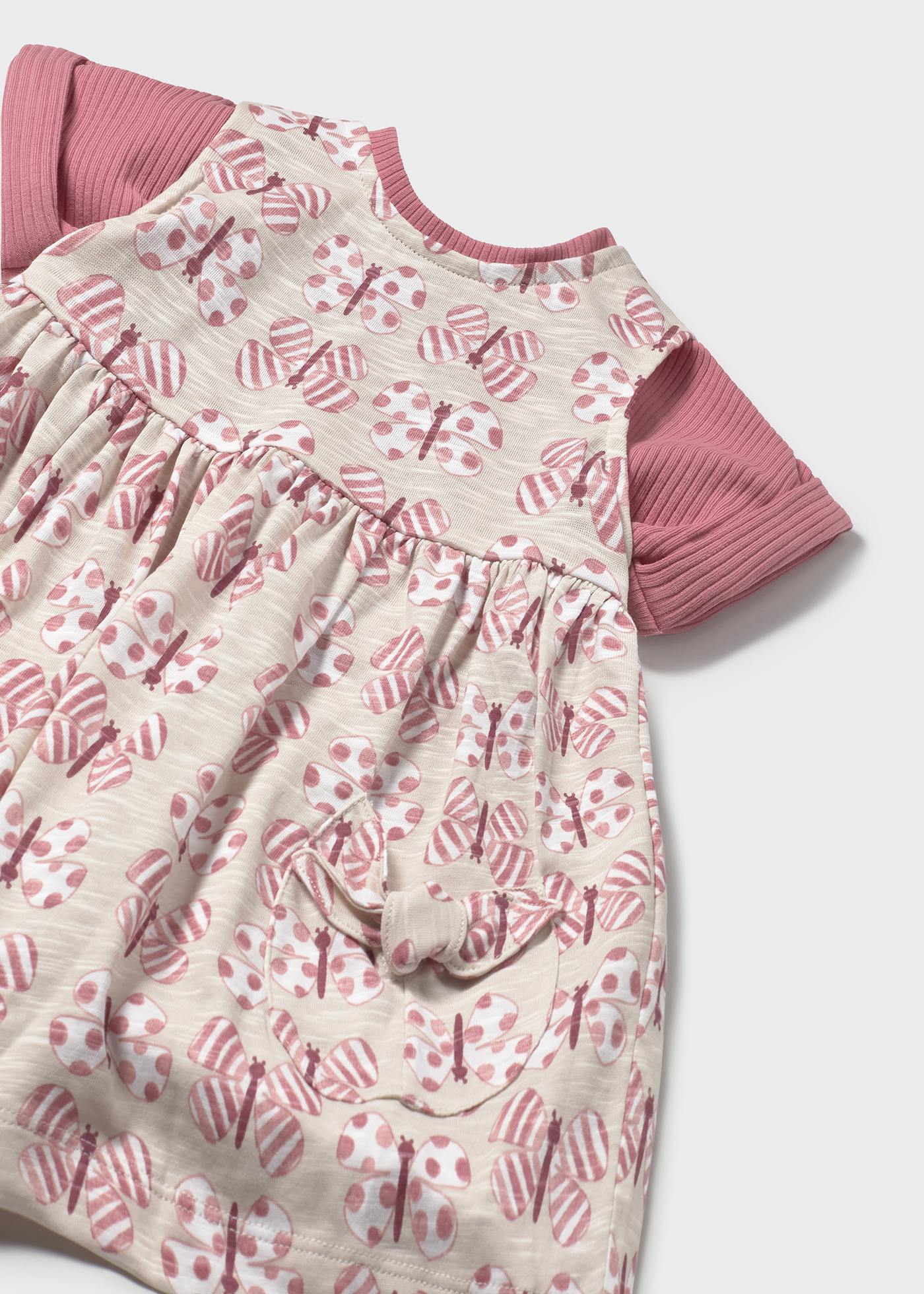 Baby print dress with top set