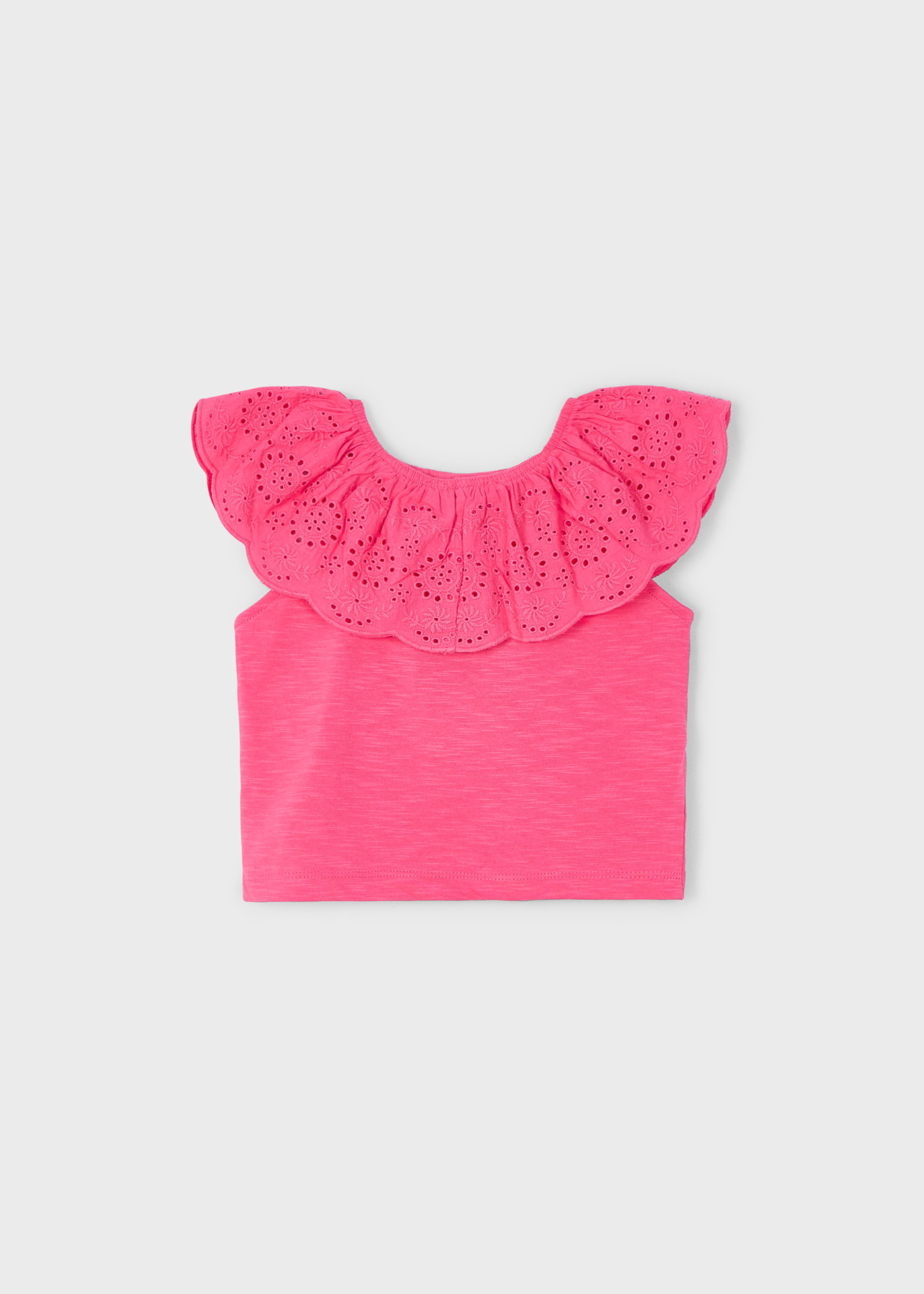 Camiseta volante perforado niña