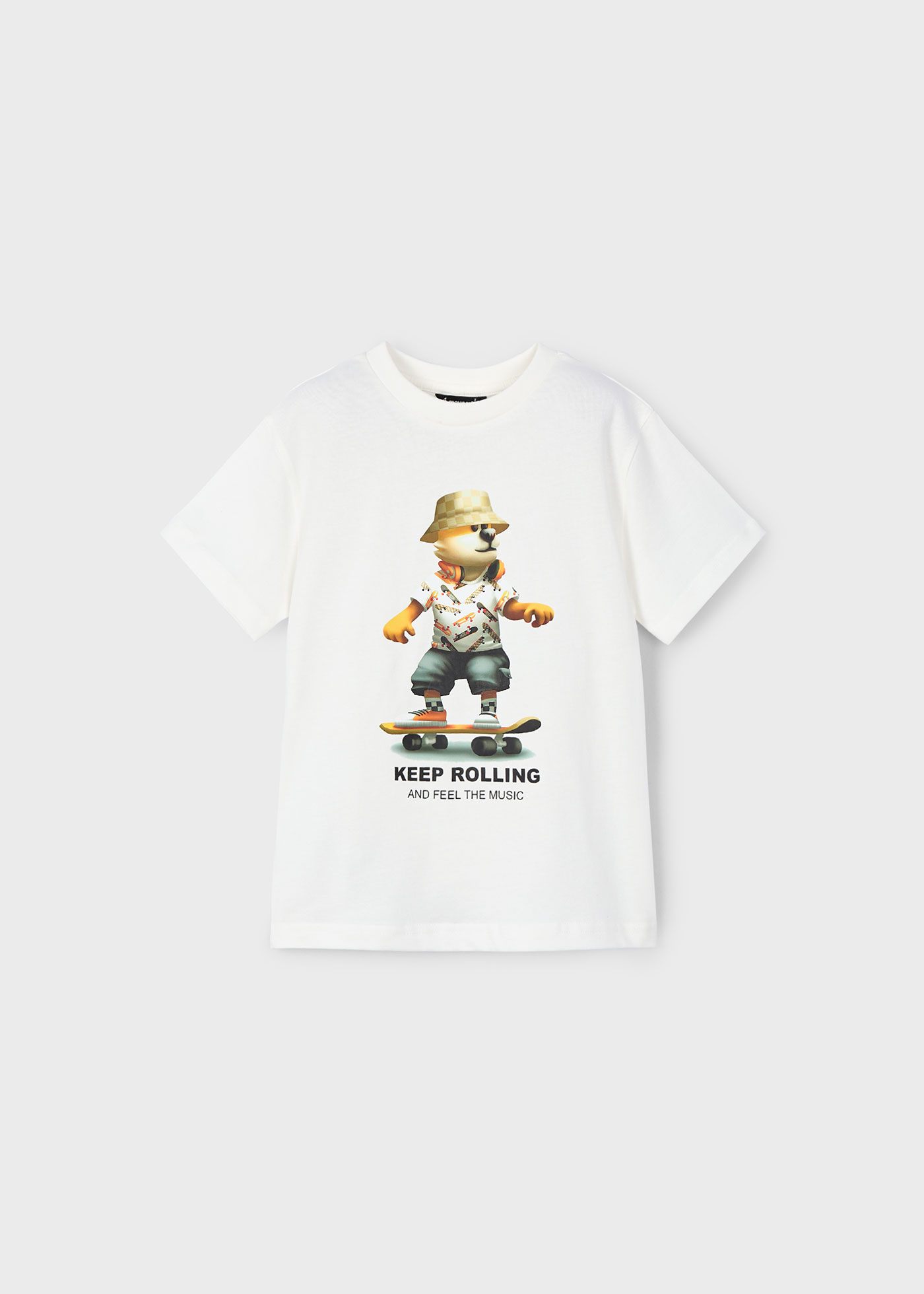 Camiseta animal monopatín niño