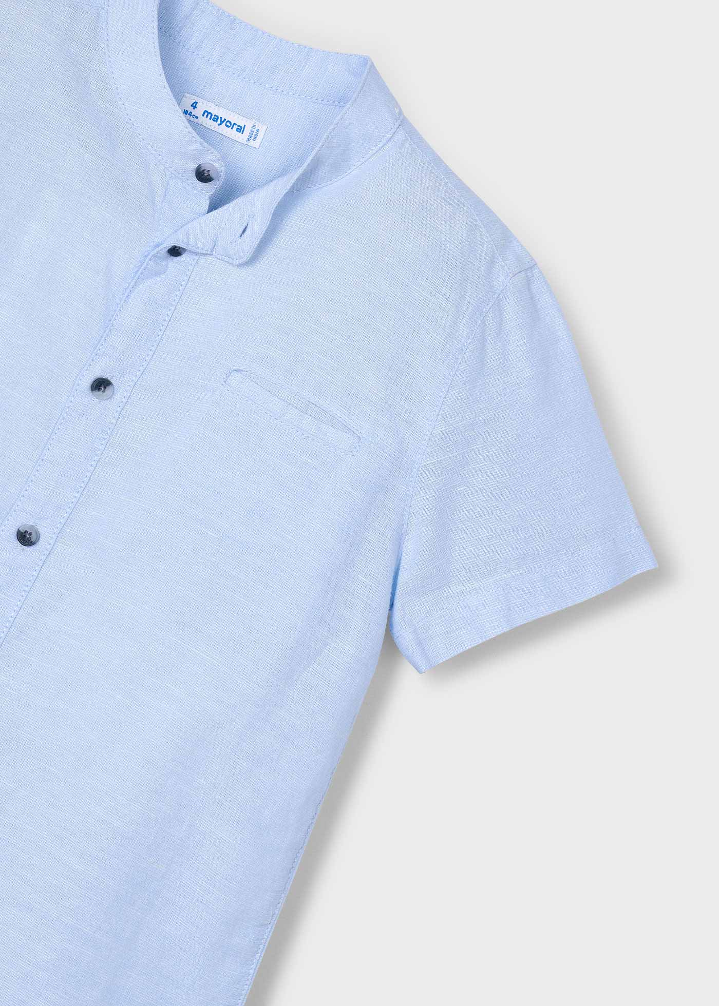 Camicia colletto coreana lino bambino