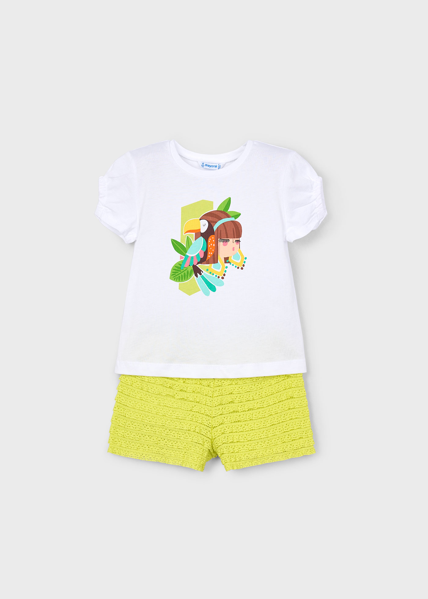 Completo shorts fantasia e maglietta bambina