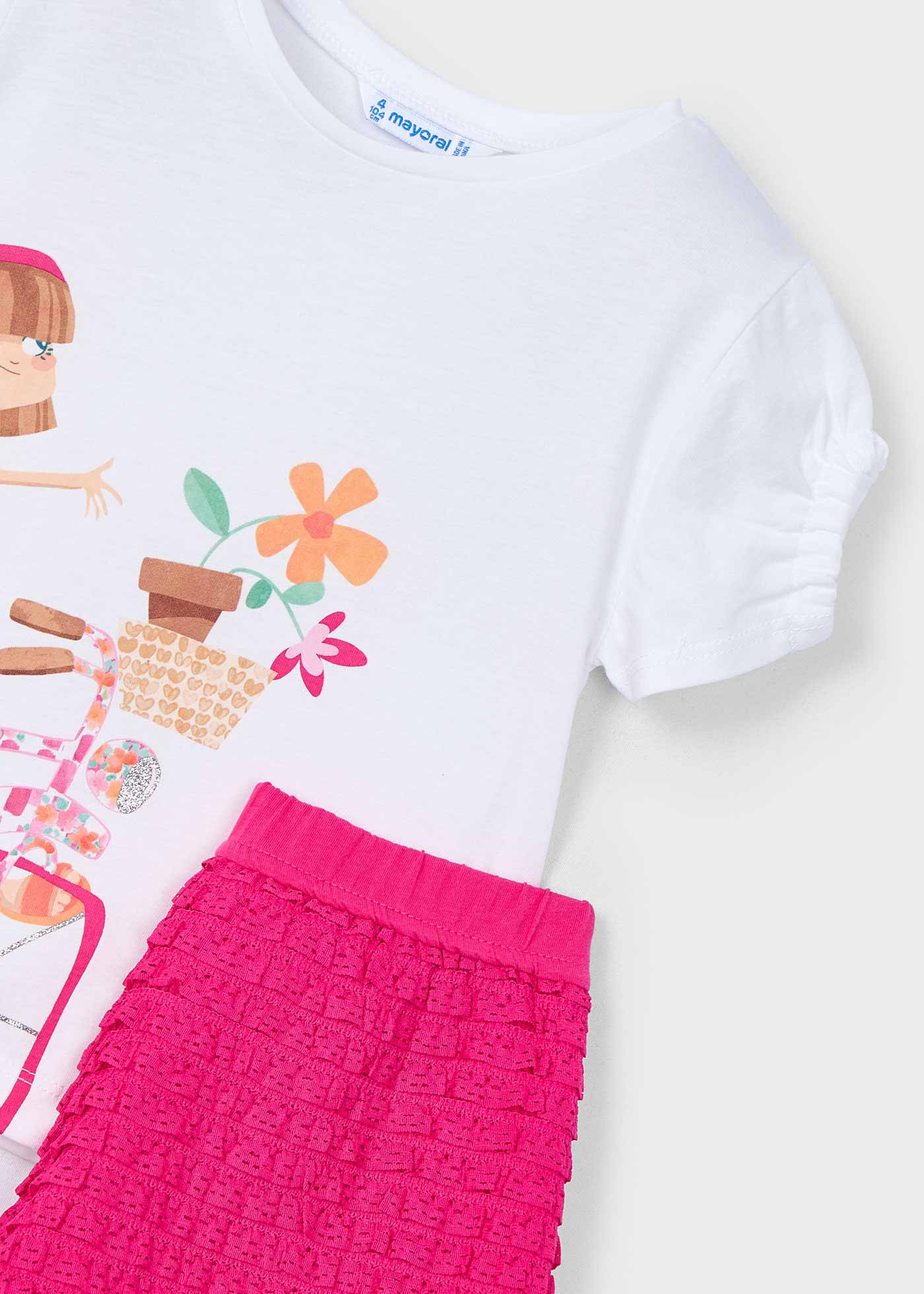 Completo shorts fantasia e maglietta bambina