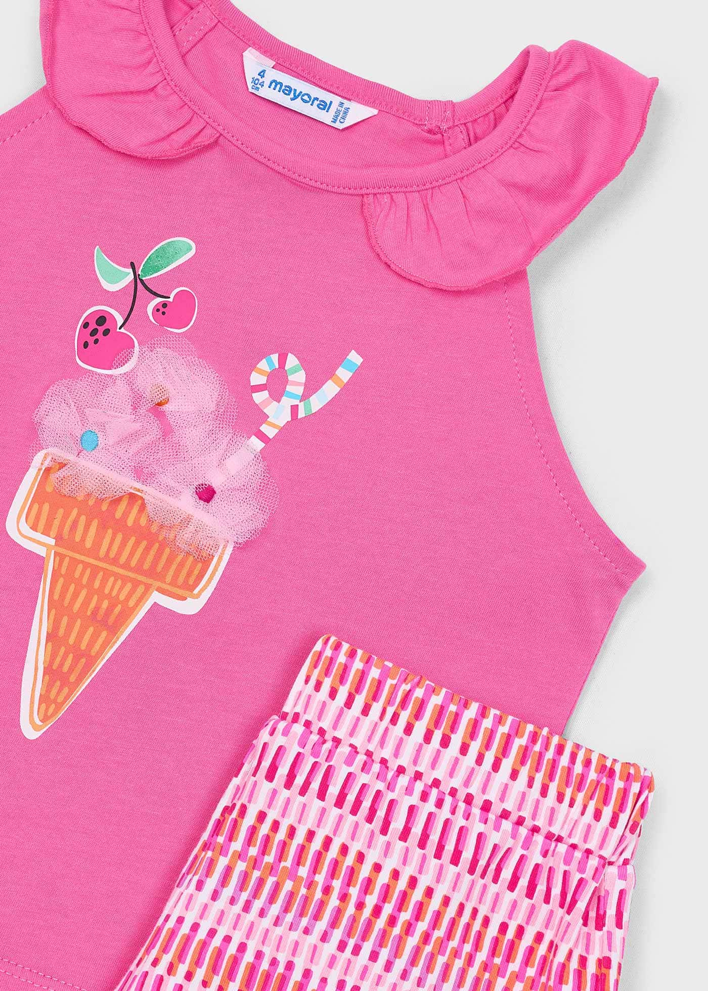 Conjunto pantalón corto y camiseta helado niña