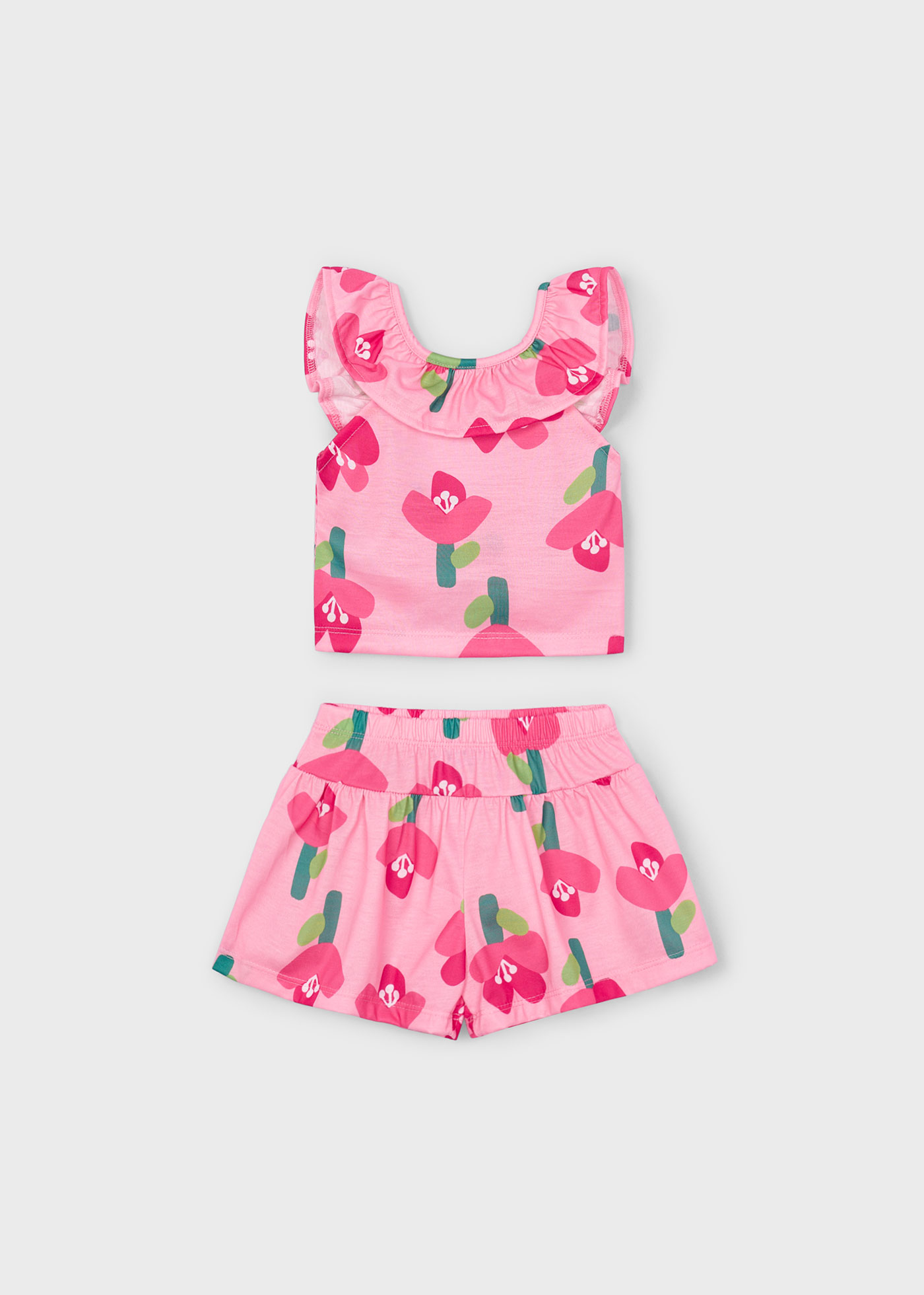 Conjunto short y playera flores niña